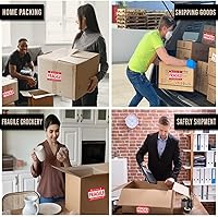 Vista 3 de 3 x 5 pulgadas, 100 calcomanías frágiles para envío: fácil de rasgar, adhesivo permanente, mango con calcomanías de cuidado para caja de envío