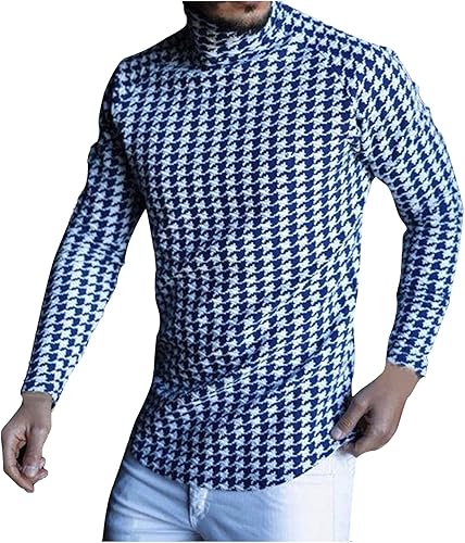 DuDubaby - Blusa de manga larga con cuello alto y manga larga para hombre