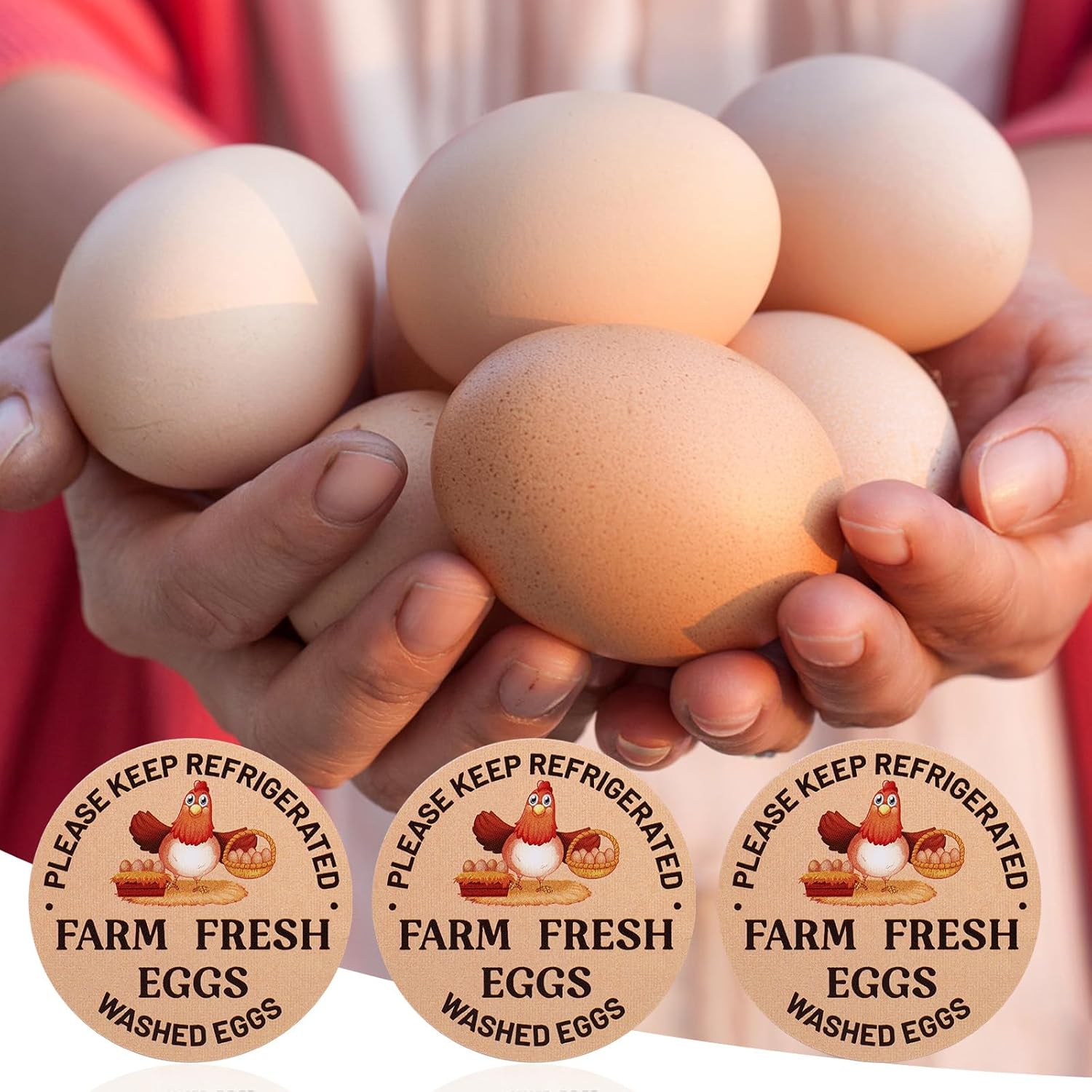 500pcs Farm Fresh Eggs Stickers, 2in Round Washed Egg Labels Self-Adhesive Carton Packaging Stickers Chicken Quail Farm Farmers Markets Supplies - Image 4