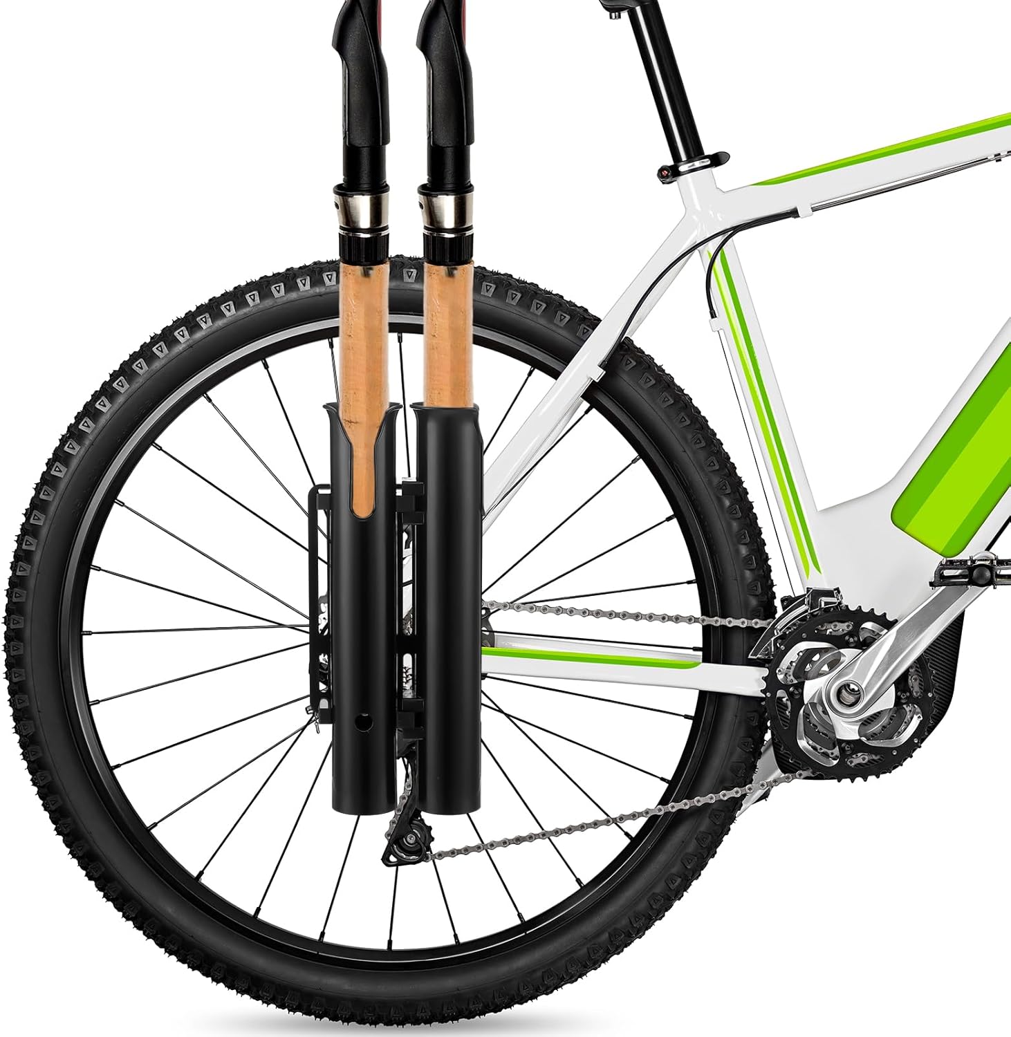 Seenelling Bicycle Fishing Rod Holder, 2 Tube Rod Rack, Black ABS Plastic, Surface Mount, Holds 2 Rods, 2.4 Inch Diameter, 12 Inch Height