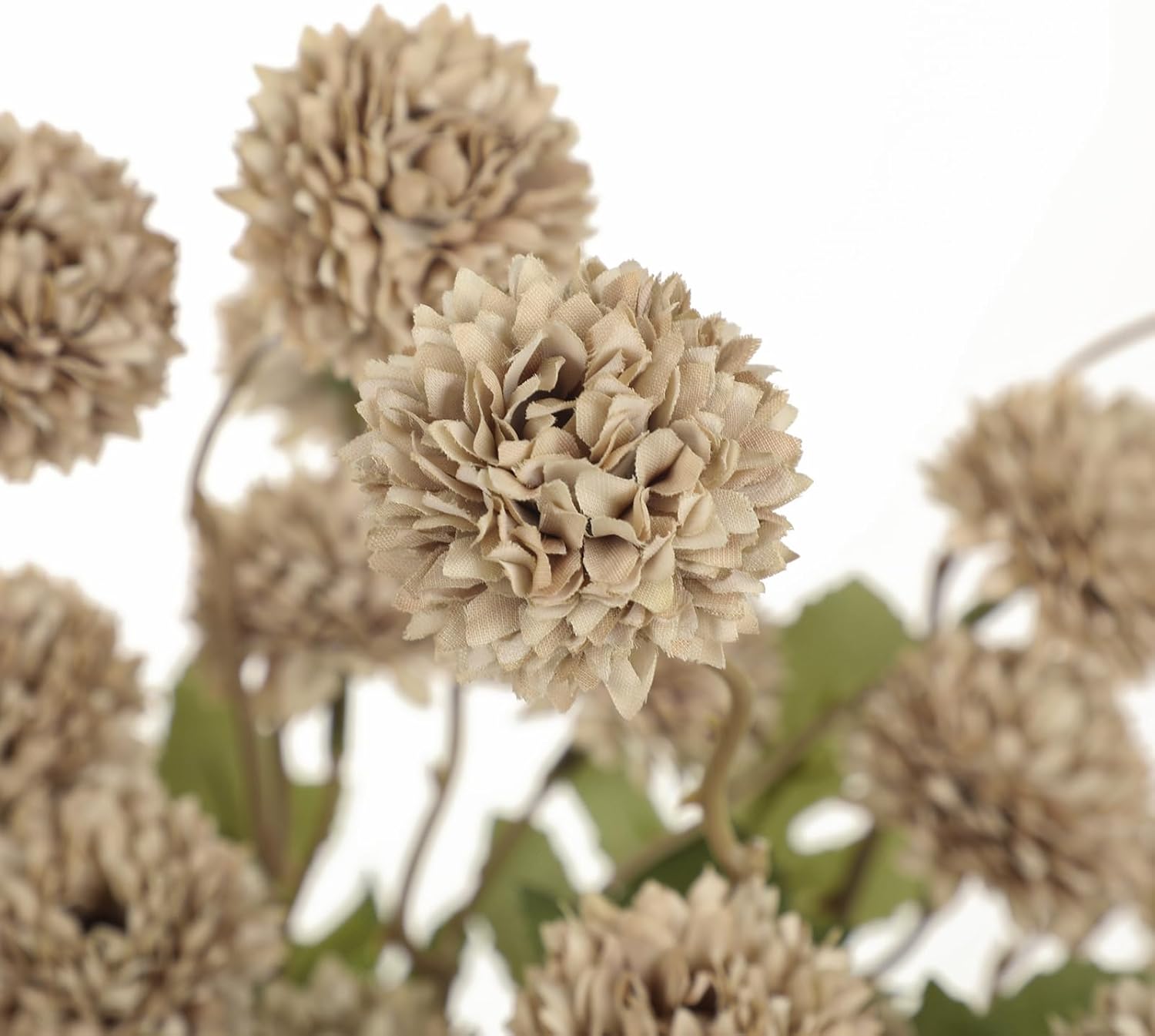 Briful 12pcs Artificial Kiku Mums Flowers – Realistic Silk Pom Pom Faux Chrysanthemums for Home Décor, Wedding Centerpieces, Vase Arrangement, Fall & Spring DIY Decorations, Brown - Image 7