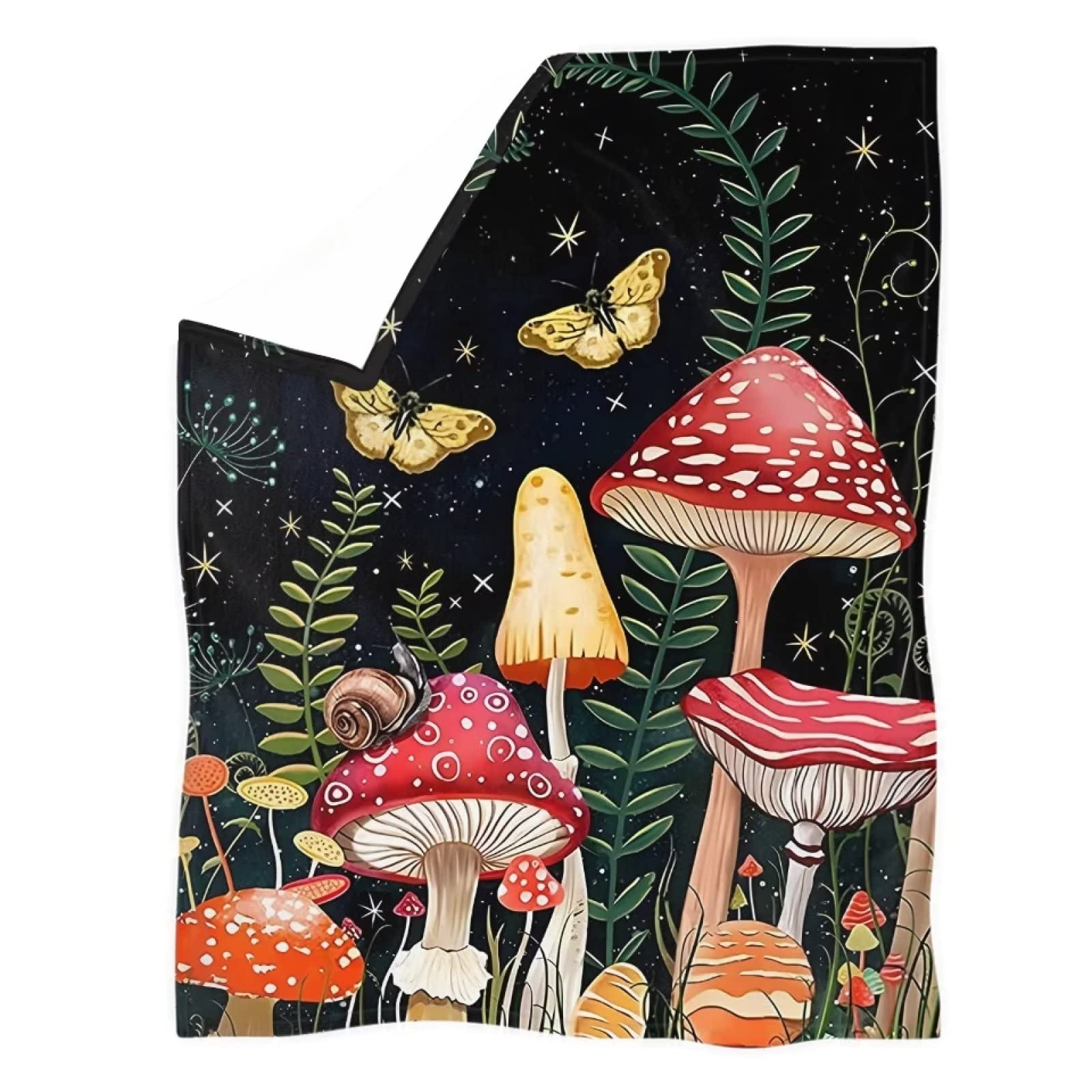 chaqlin Wild Butterflies Mushroom Blanket for Women Girls Protable Bedspread Throw Couch Covers for Bedroom Living Room Sofa Chair Blankets Travelling Camping Couch โ image 1