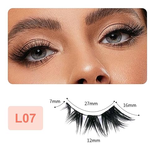 Magnetic Eyelashes with Applicator Natural Look, Portable Reusable Manga False Eyelashes Kit Easy to Wear Wispy Fluffy L11(Sultry Feline Wisps)