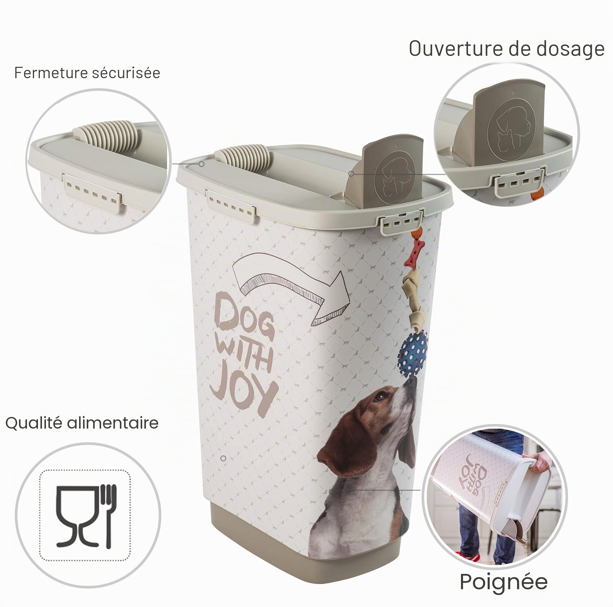 Rotho Conteneur Croquettes Chien 50 l Hermétique avec Couvercle et Pelle