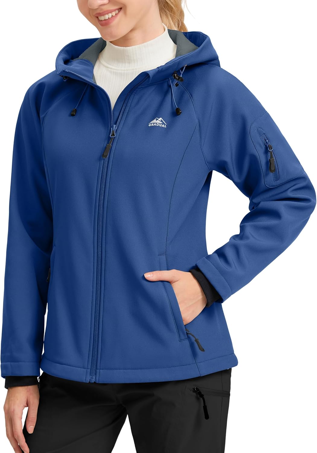 G Gradual Women's Fleece Lined Softshell Jacket Windproof Warm Light Waterproof Hooded Jacket for Women Winter/Fall/Spring