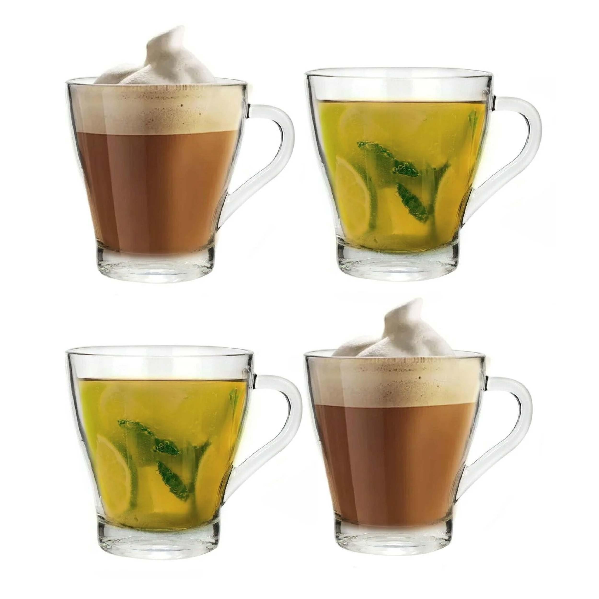 Glazen thee/koffiekop met handvat perfect voor espresso cappuccino warme chocolademelk warme dranken Gusto koffie uniek ontworpen hoge temperatuur bestendig latte mok-295ml