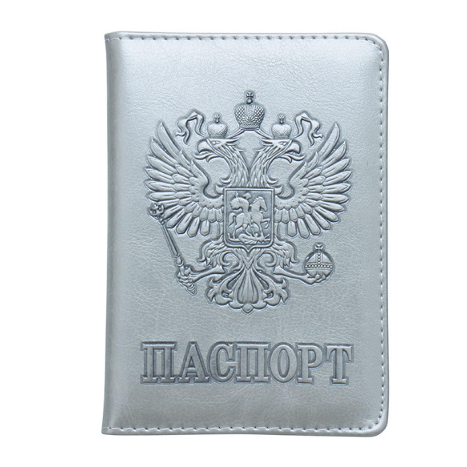 Soporte para pasaporte con emblema nacional ruso, diseño compacto, Café, One Size, Talla única
