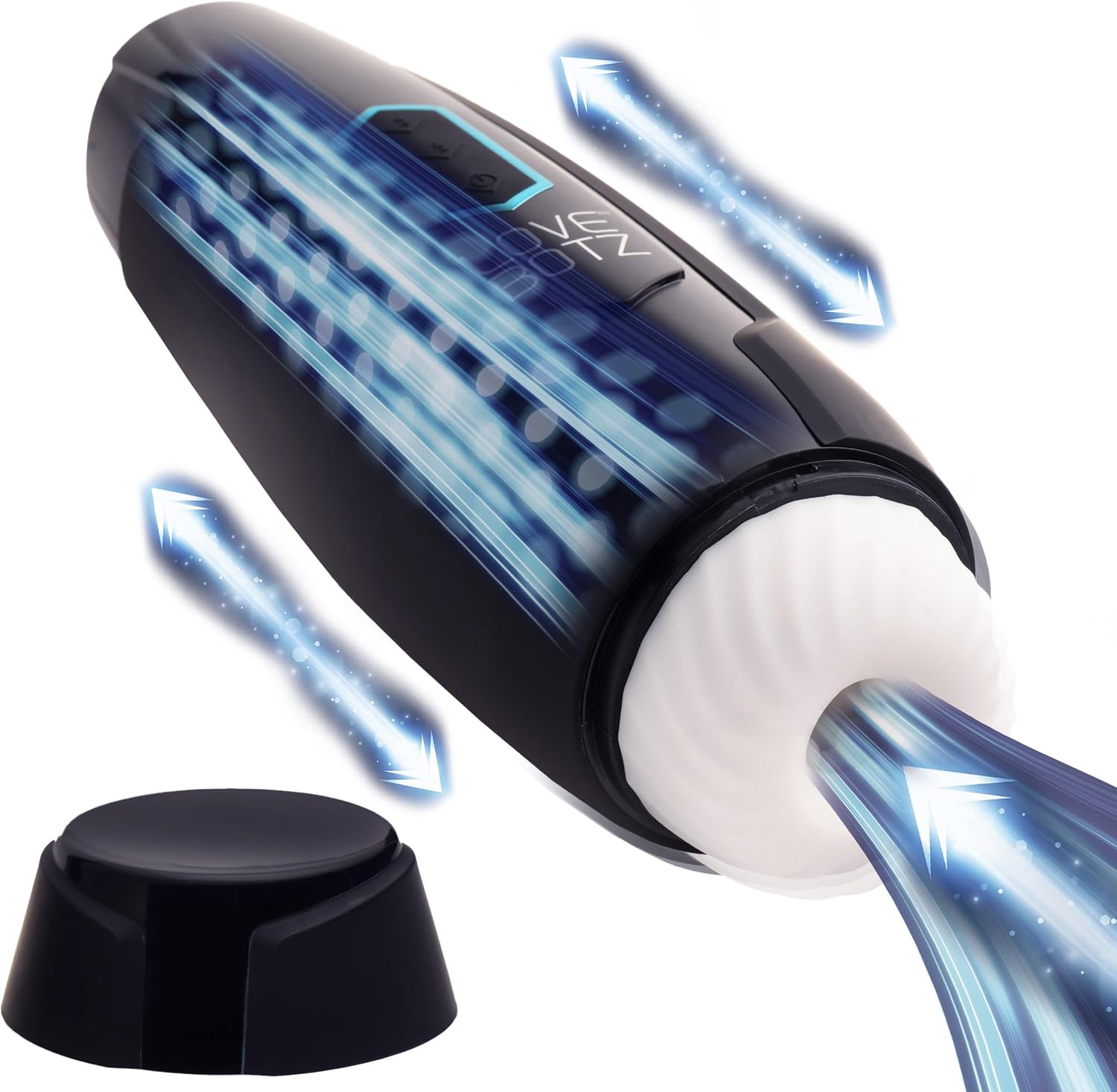 LOVEBOTZ The Milker Max 14X Thrusting & Vibrating Masturbator for Men & Couples. Stretchy, Soft, Textured, Removable Sleeve and Firm Case. Rechargeable with 3 Speeds and 4 Patterns. 1 Piece, Black.