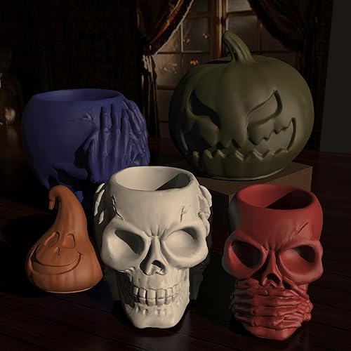 Miniatura 5 de Juego de 3 cajas de almacenamiento de calavera de Halloween, molde de resina de silicona, frasco de botella con forma de calavera, moldes de