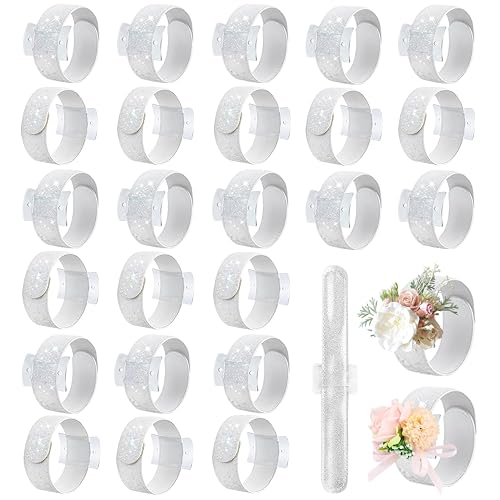 24 Pcs Corsage Wristlet Bands , Floral Wrist Corsage Wedding