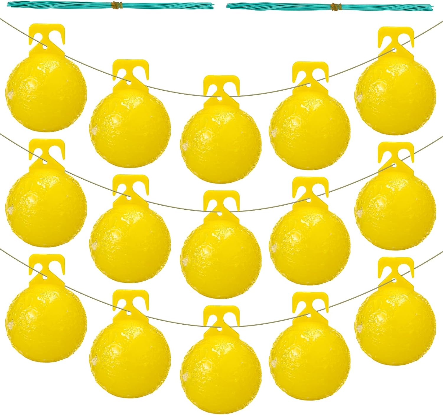 Qualirey 20 Pcs Sticky Fruit Fly Trap Ball Adhesive Fly Catching Ball Sticky Glue Fly Gnat Wasp Hornet Mosquito Bugs Flying Insects Trap Ball Traps (Yellow)