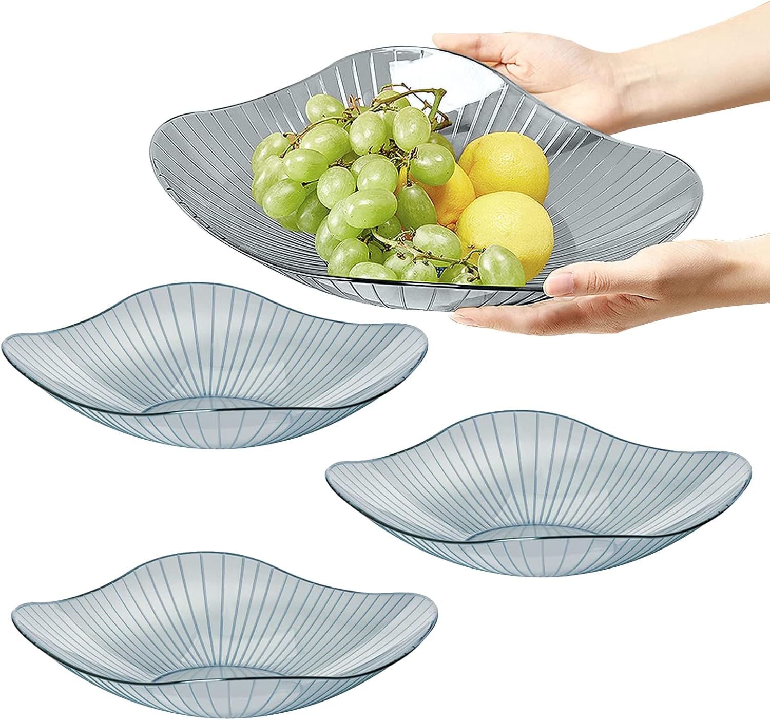 JIUCHUAN Set of 3 Fruit Bowls,Blue Fruit Basket, Fruit and