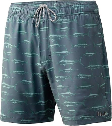 Miniatura 40 de HUK Pantalones cortos de pesca y natación Playa de secado rápido para hombre + UPF 30 Key Lime - 6",Trenza - 6",Rosa cebada - 17",Resplandor azul