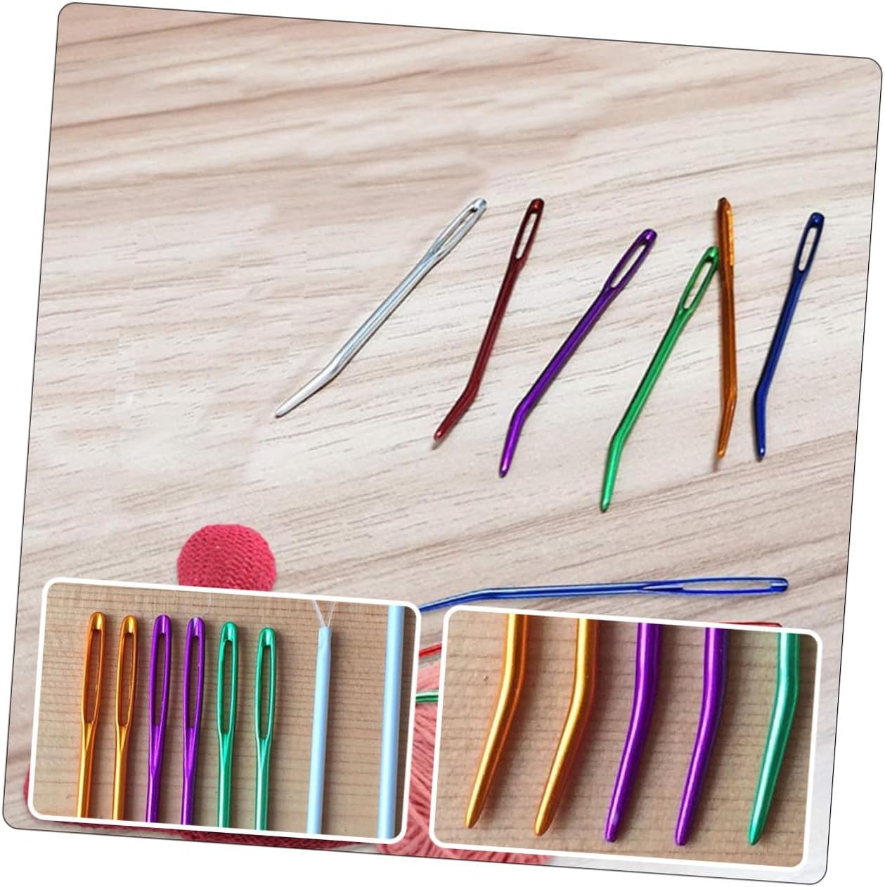 JOYOFREELY 12pcs Aluminum Bent Tapestry Needles Multi-Function Darning Sewing Needles Portable for Hand Sewing and Craft Projects Random Color