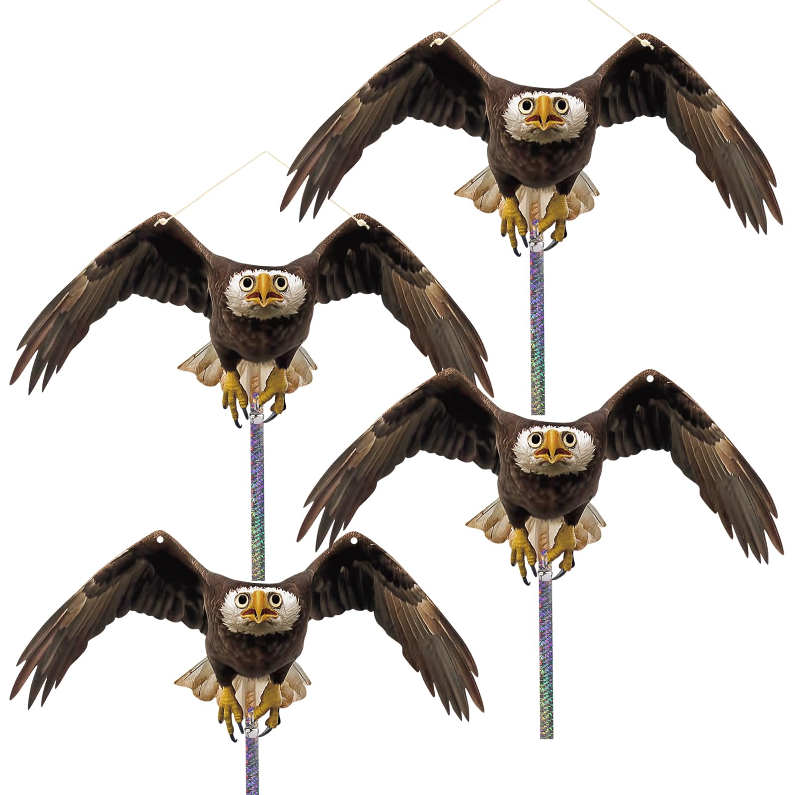 Homo Trends 4PCS Hawk Bird Scarers for Gardens Pigeon Deterrent Fake Owl Decoy to Scare Birds Away Hanging Owl Bird Scarer Flat Plastic Owls to Keep Birds Away from Roofs Patio Windows Porch Tree