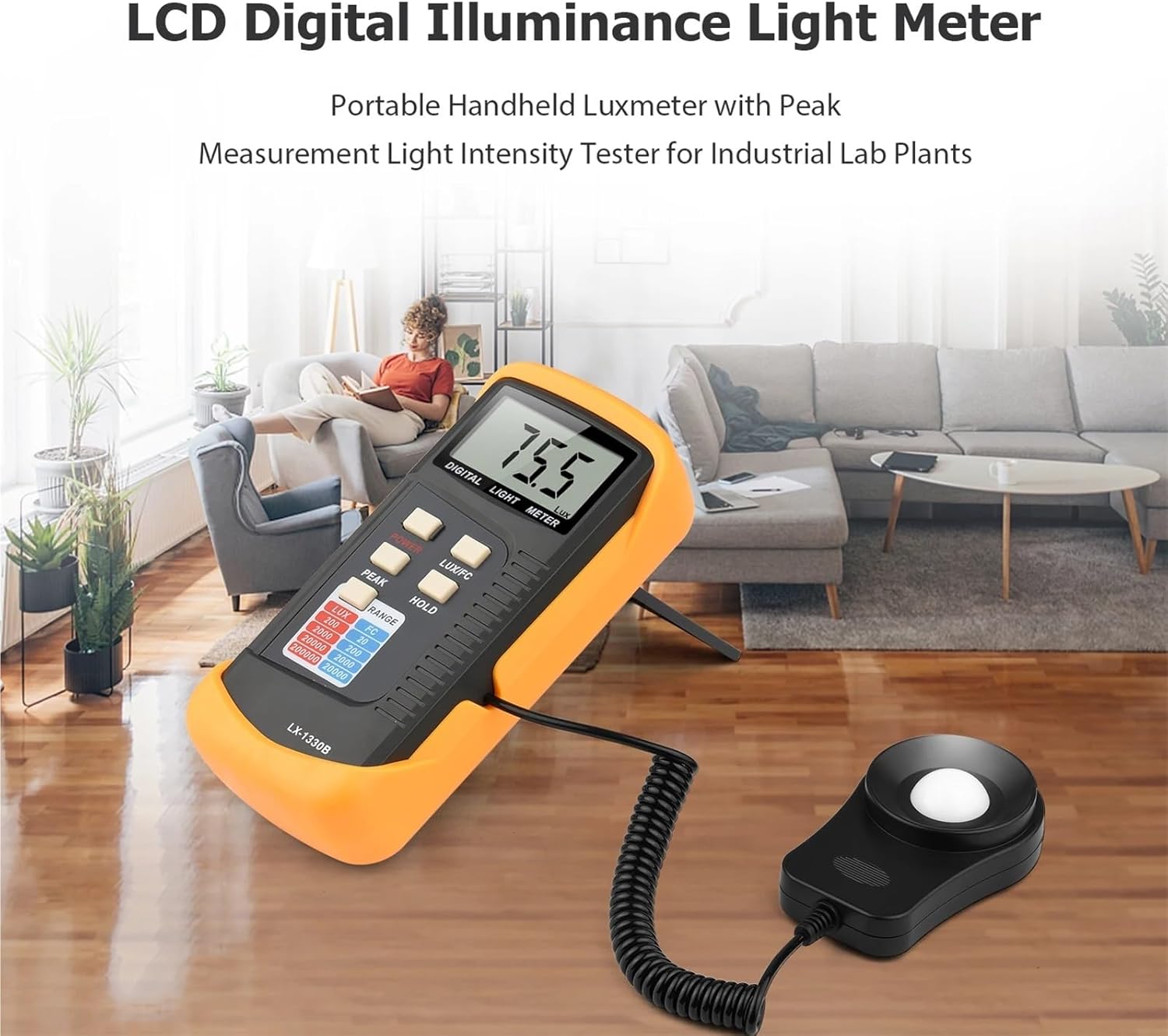 Light Meter, Digital Illuminance Light Meter Manual Range 200 to,000 Lux LCD Photometer Portable Handheld Luxmeter with Peak Measurement,Light Meter Photography