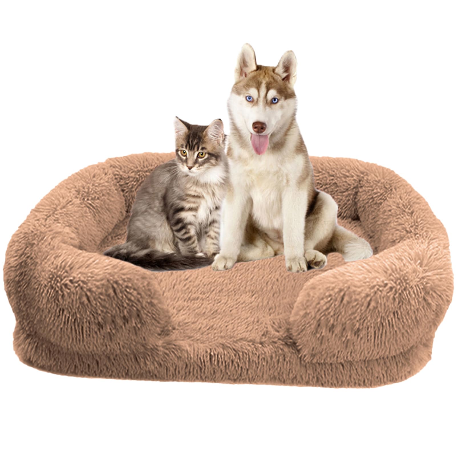 Yinghesheng Medium Dog Bed Washable, Orthopedic Memory Foam Pet Bed,Plush Dog Bed with Antiskid Bottom, for Small, Medium and Large Pets,Light brown,M