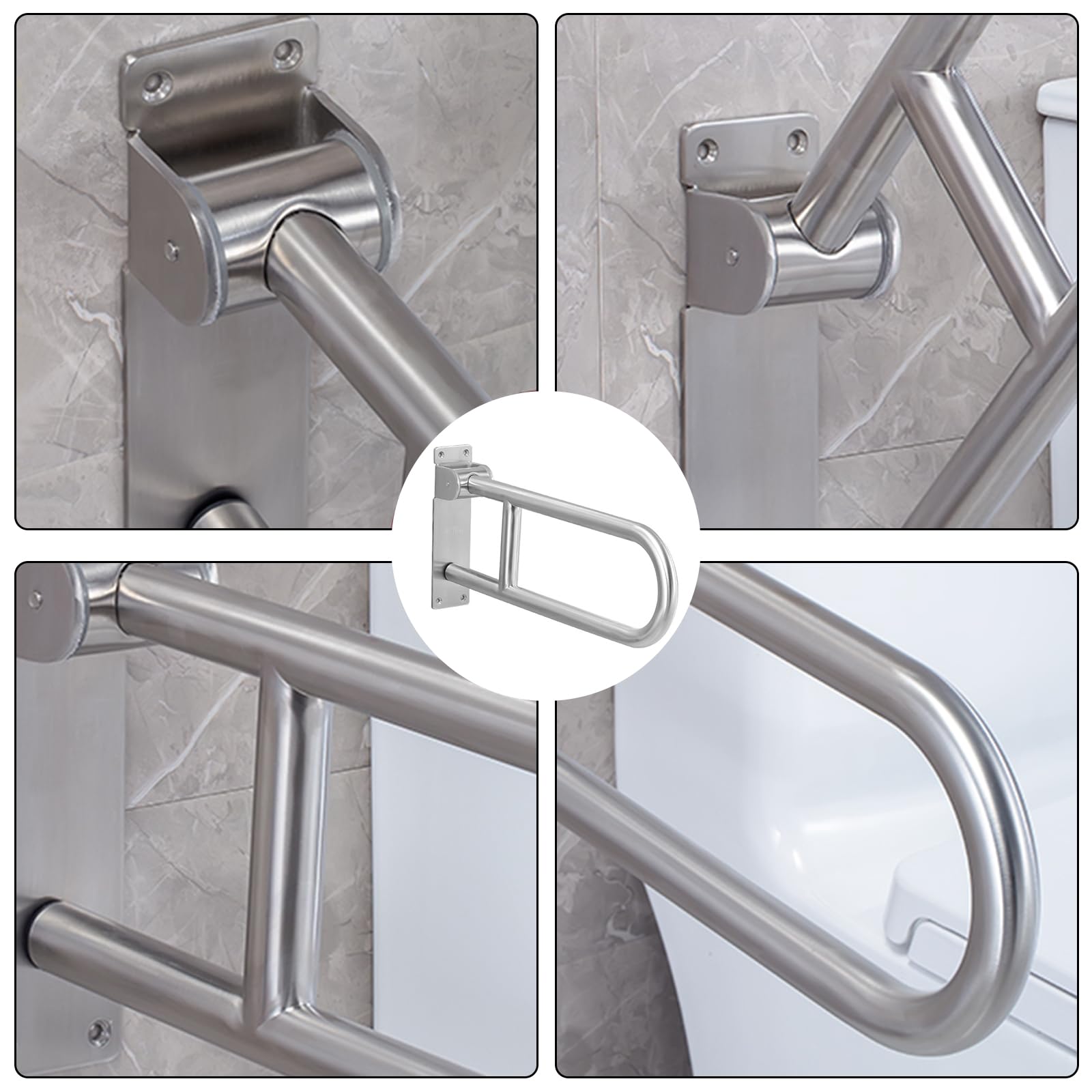 Maniglione Bagno Disabili 60cm, Maniglia Doccia Anziani, di Sostegno Ribaltabile, Barra di Sicurezza Supporta 300-350kg