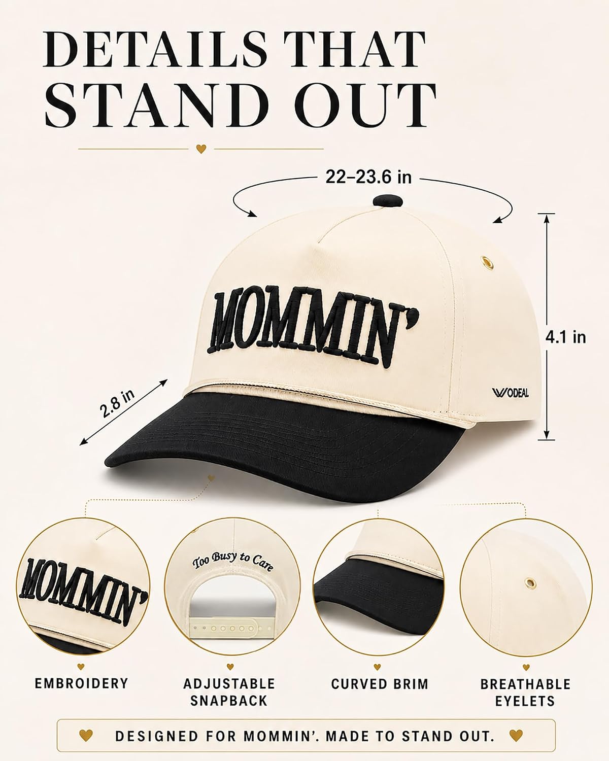 Mommin Trucker Hat for Women, Two Tone Baseball Cap for Mom Black image 4