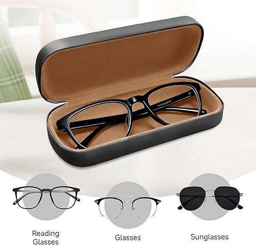 Miniatura 3 de Glasses Case Large Hard Shell Eyeglasses Case PU Leather Protective for glasses 6.2" L x 2.4" W x 1.4" H