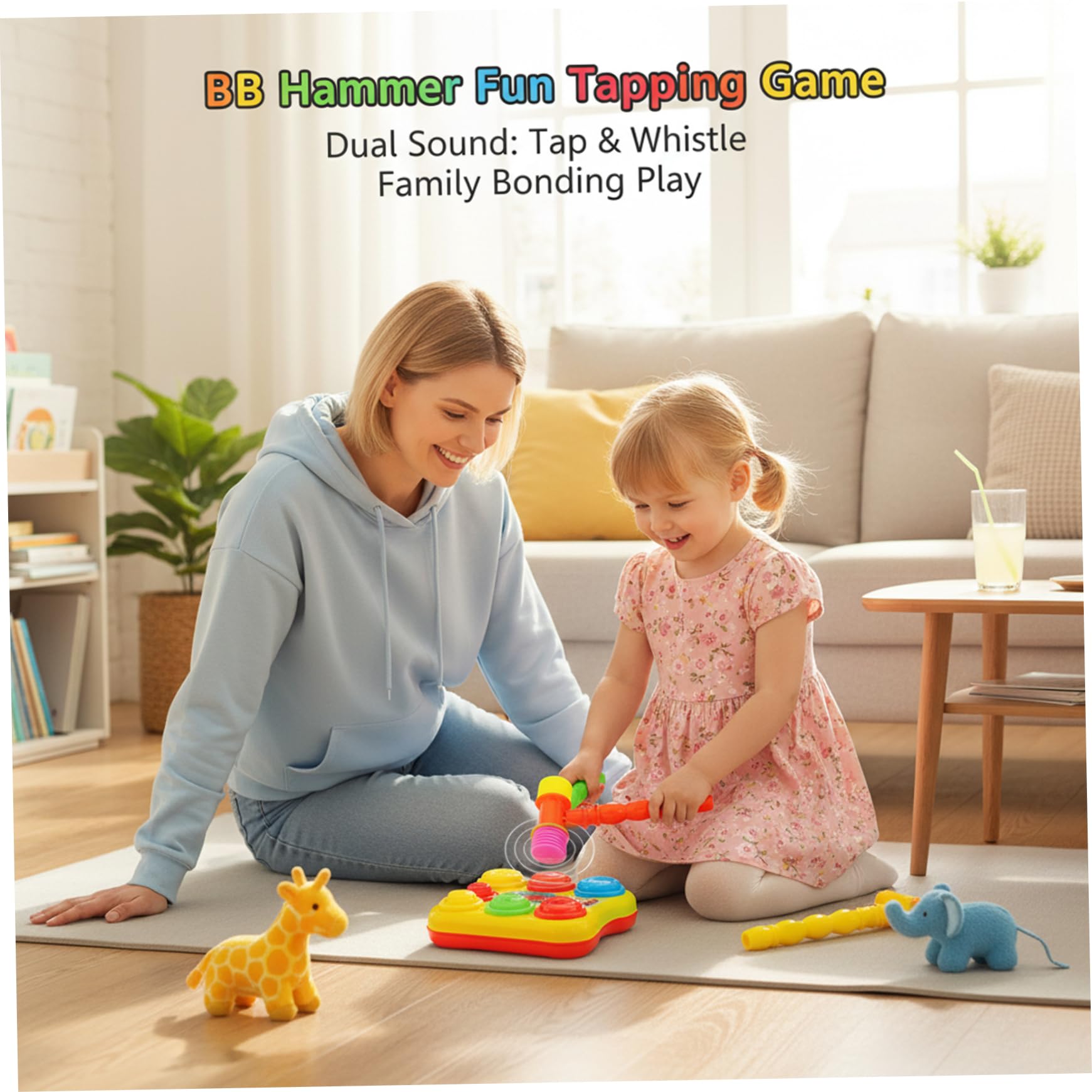 8-teiliges Quietschhammer-Spielzeug, lustiges Hämmerspielzeug mit Pfeifgriff für Babys und Kleinkinder, bunter Kinderhammer für motorische Fähigkeiten und Partygeschenke, zufällige Farbe
