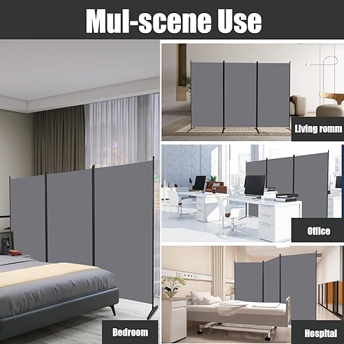 Miniatura 5 de Divisor de habitación, pantallas plegables de privacidad de 6 pies, 3 paneles de divisiones y divisores de habitación, divisor de pared portátil