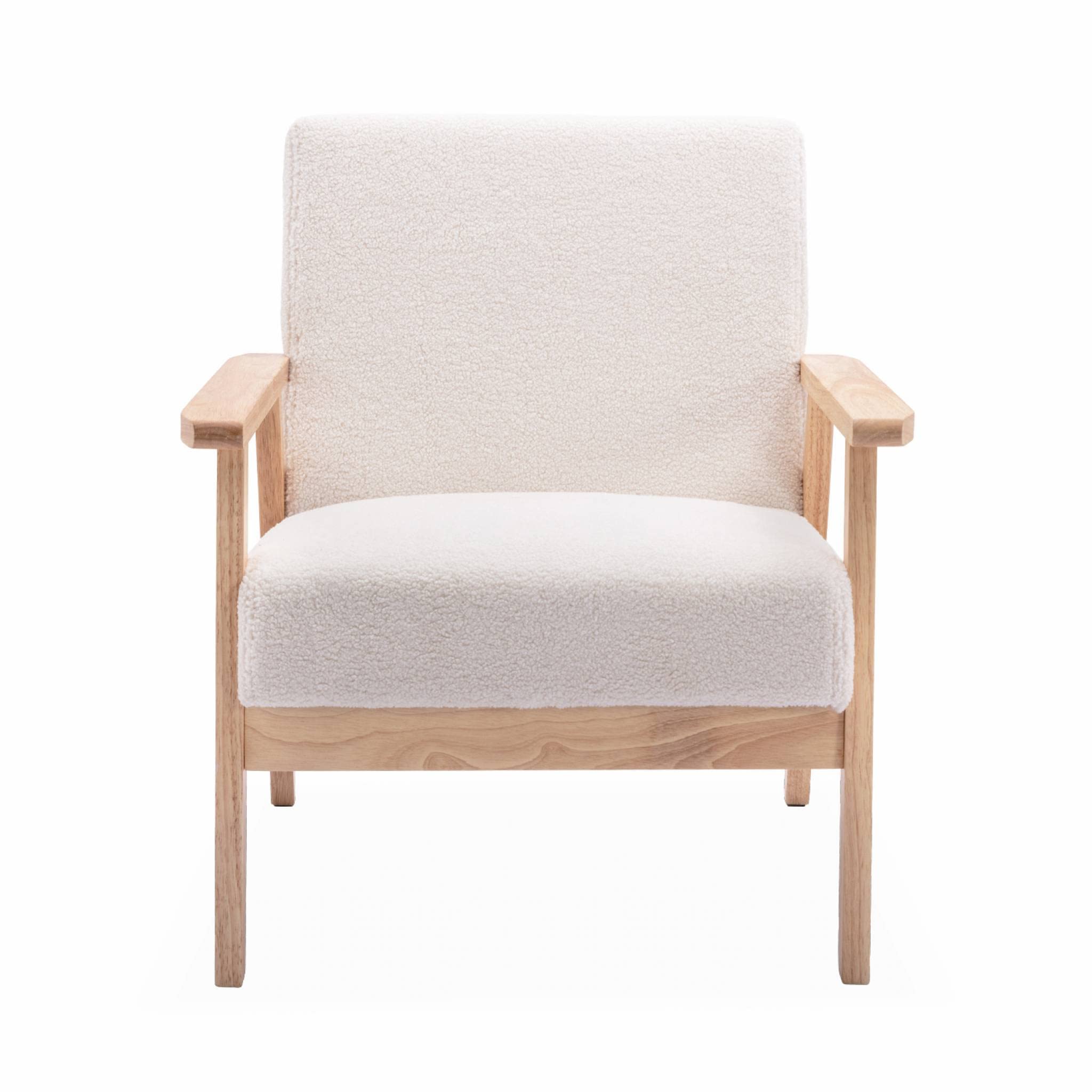 Alice's Home - Fauteuil scandinave en Bois et Tissu Bouclette. Isak. L 64 x P 69.5 x H 73cm