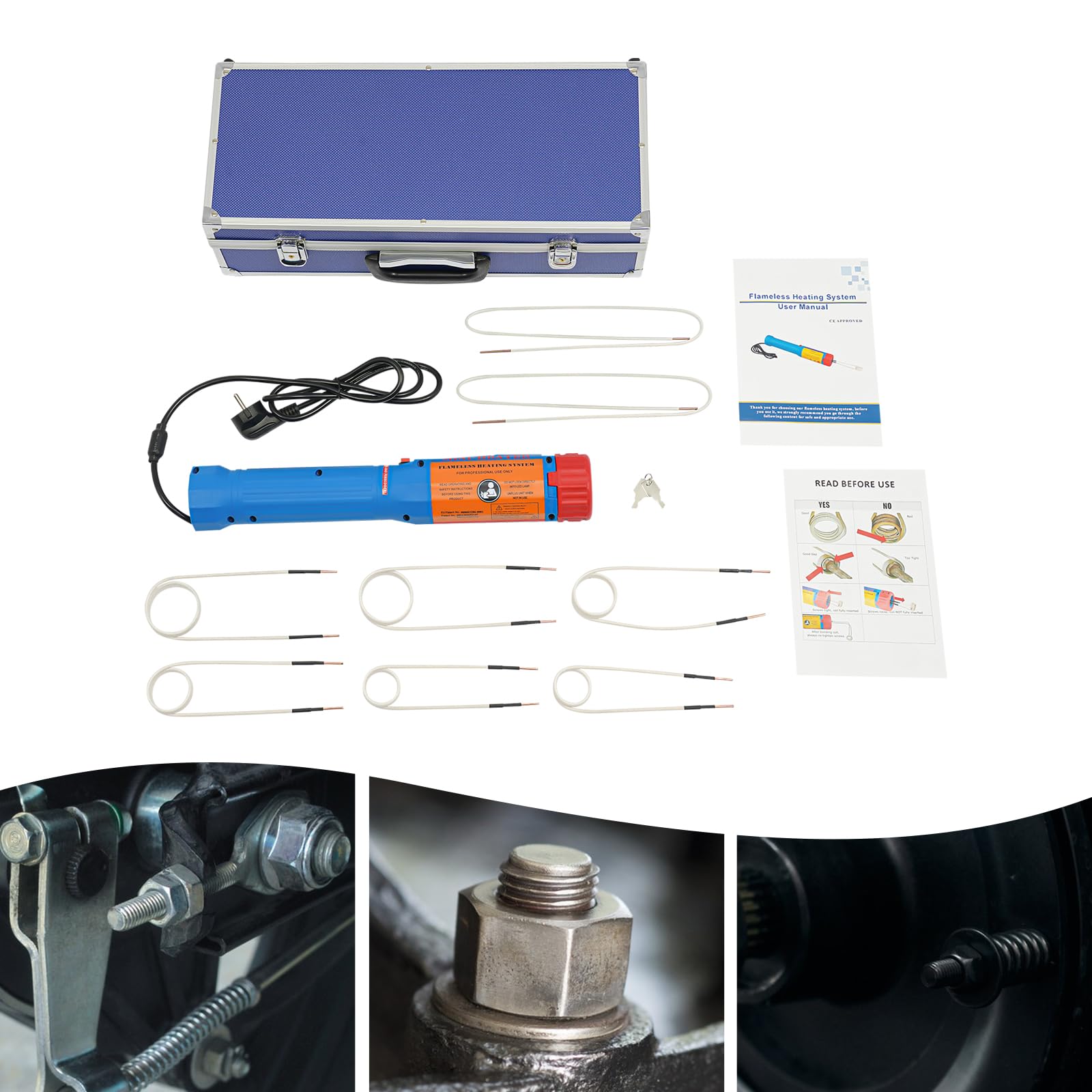 Chauffage à induction, chauffage à induction, pour retrait des vis, 1100 W, chauffage magnétique pour réparation de voiture, avec 6 bobines chauffantes pour fer