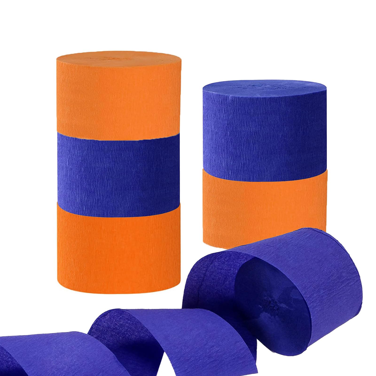 Navy Blue Orange Crepe Paper Streamers-6 Rolls (82 Feet Per Volume)