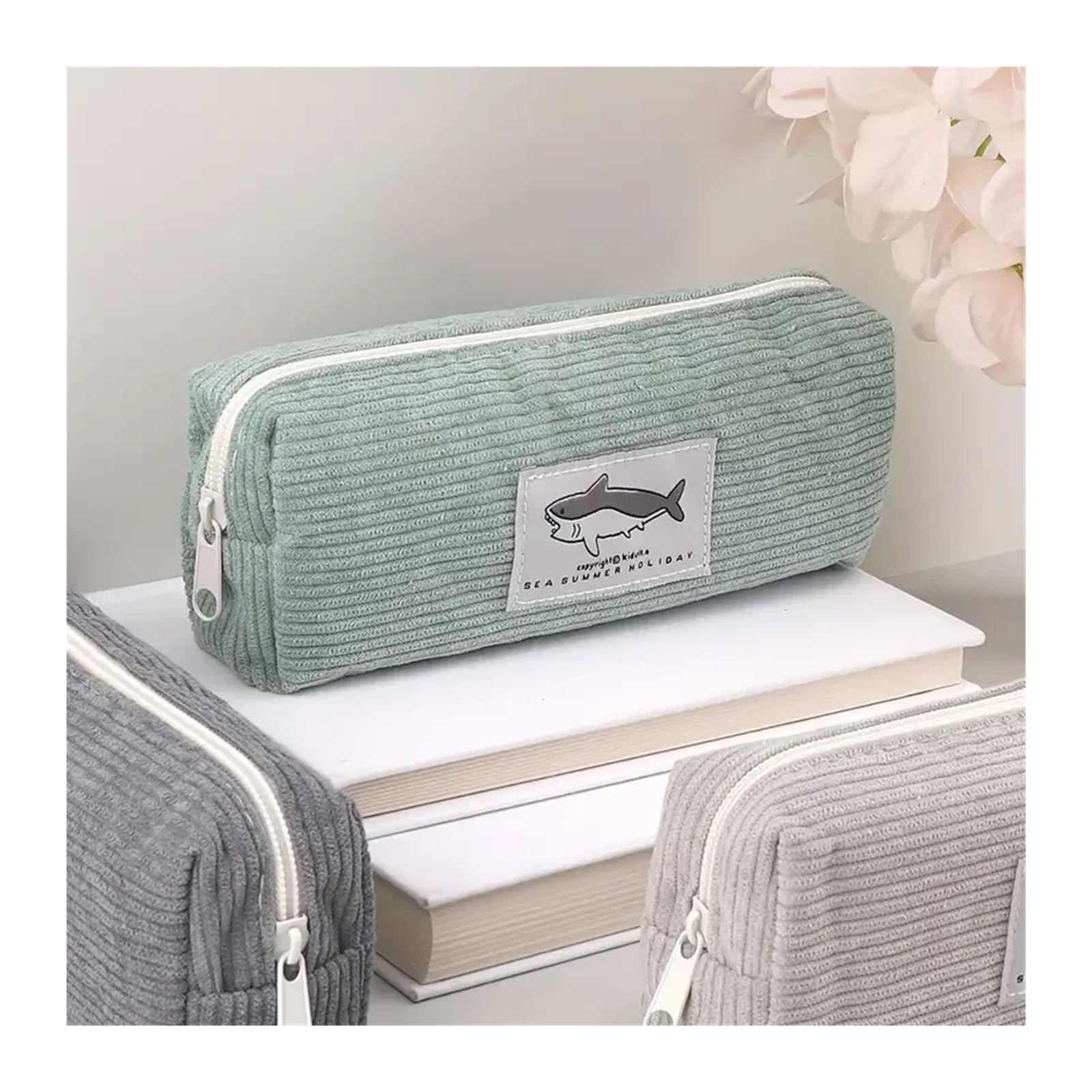 Astuccio Shark for ufficio e scuola | Con cerniera, multiuso, portatile, organizer, for bambini/adolescenti/donne(1pcs Light Grey)