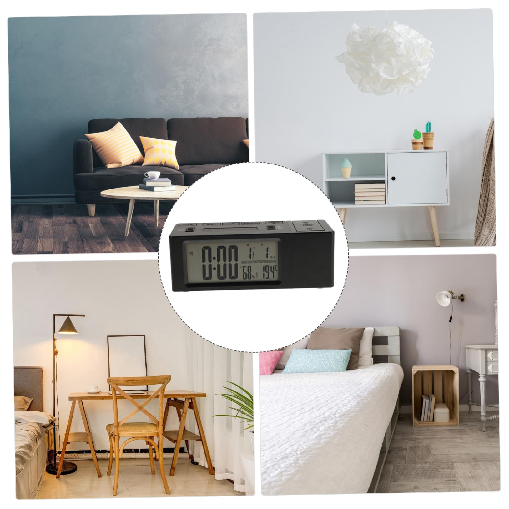 Hemobllo Reloj Despertador Proyección de Techo, Brillo Ajustable y Silencioso, para Dormitorio, Adecuado para Niños y Personas Sueño Ligero