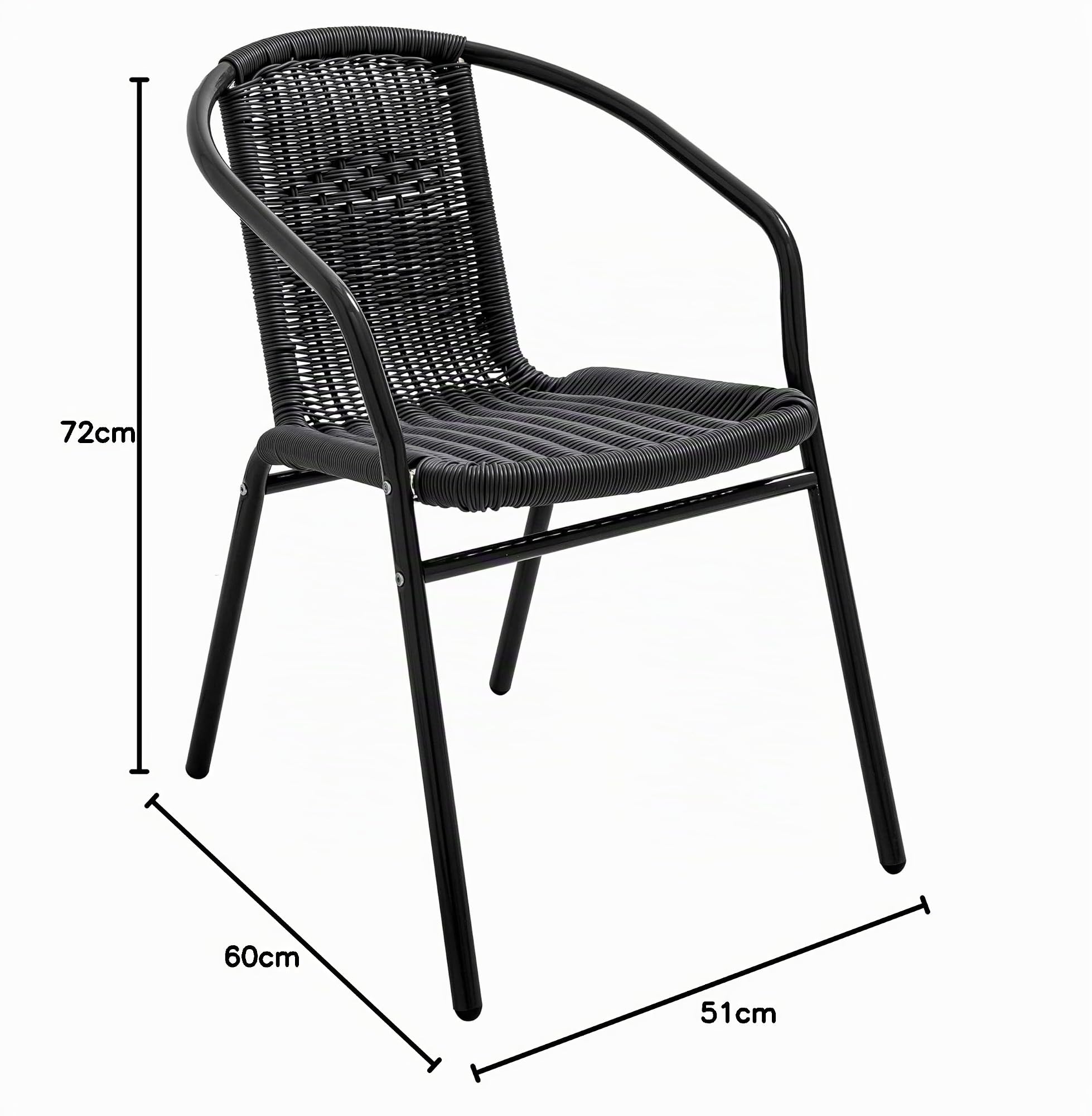 Oviala Chaise de Jardin Aluminium et résine Noire