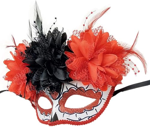 Miniatura 2 de Máscara mexicana del día de los muertos, calavera de azúcar, máscara para mujer