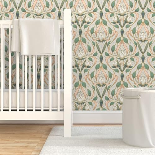 Miniatura 6 de Spoonflower Papel tapiz autoadhesivo de 12 x 2 pies - Art Nouveau Blossom Floral Nature Blossoms Elegante papel tapiz extraíble personalizado