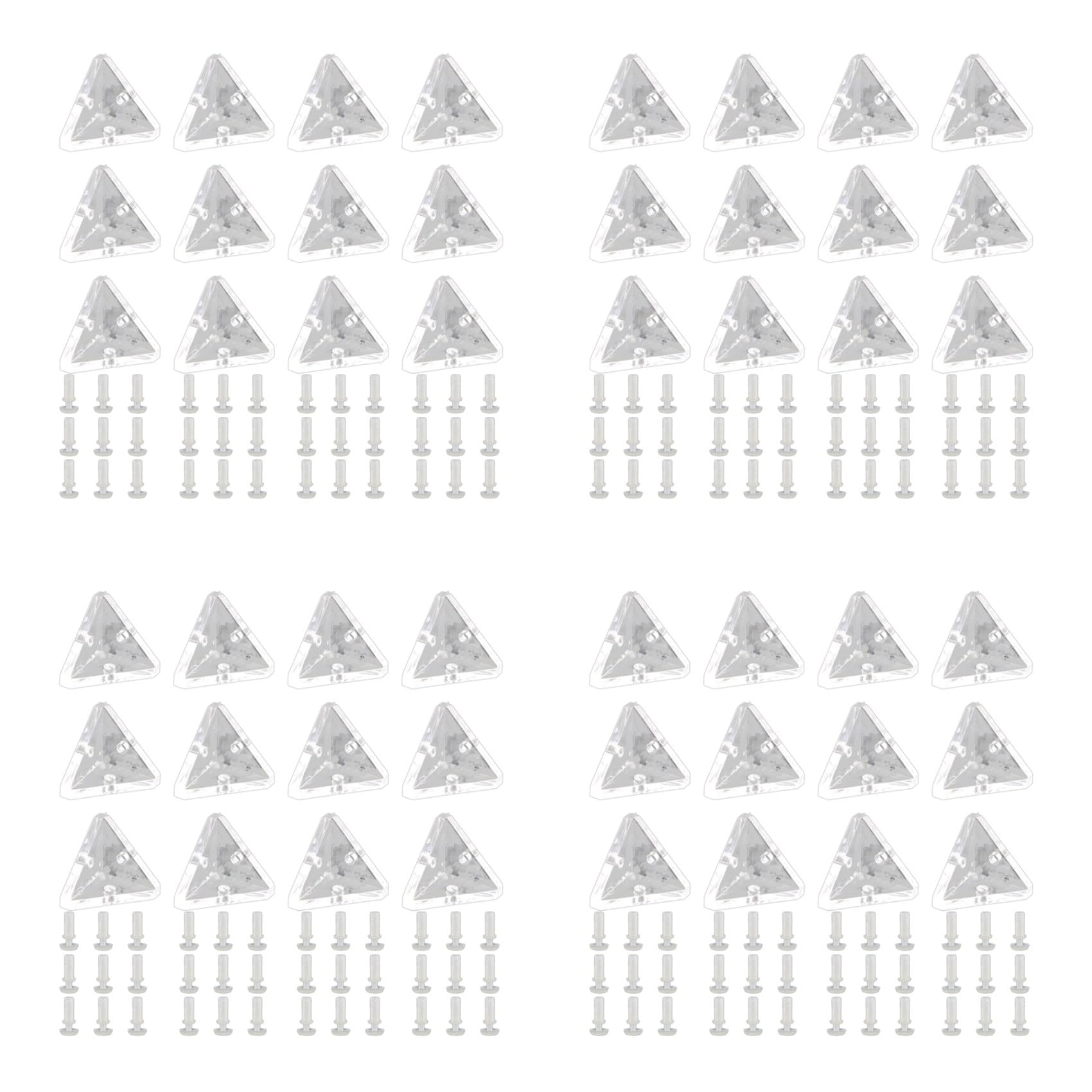 Jnchdghwa 48Pcs Acrylic Corner Brackets with Semitransparent Screws Clear 3-Hole Right Angle Joint Brace Brackets