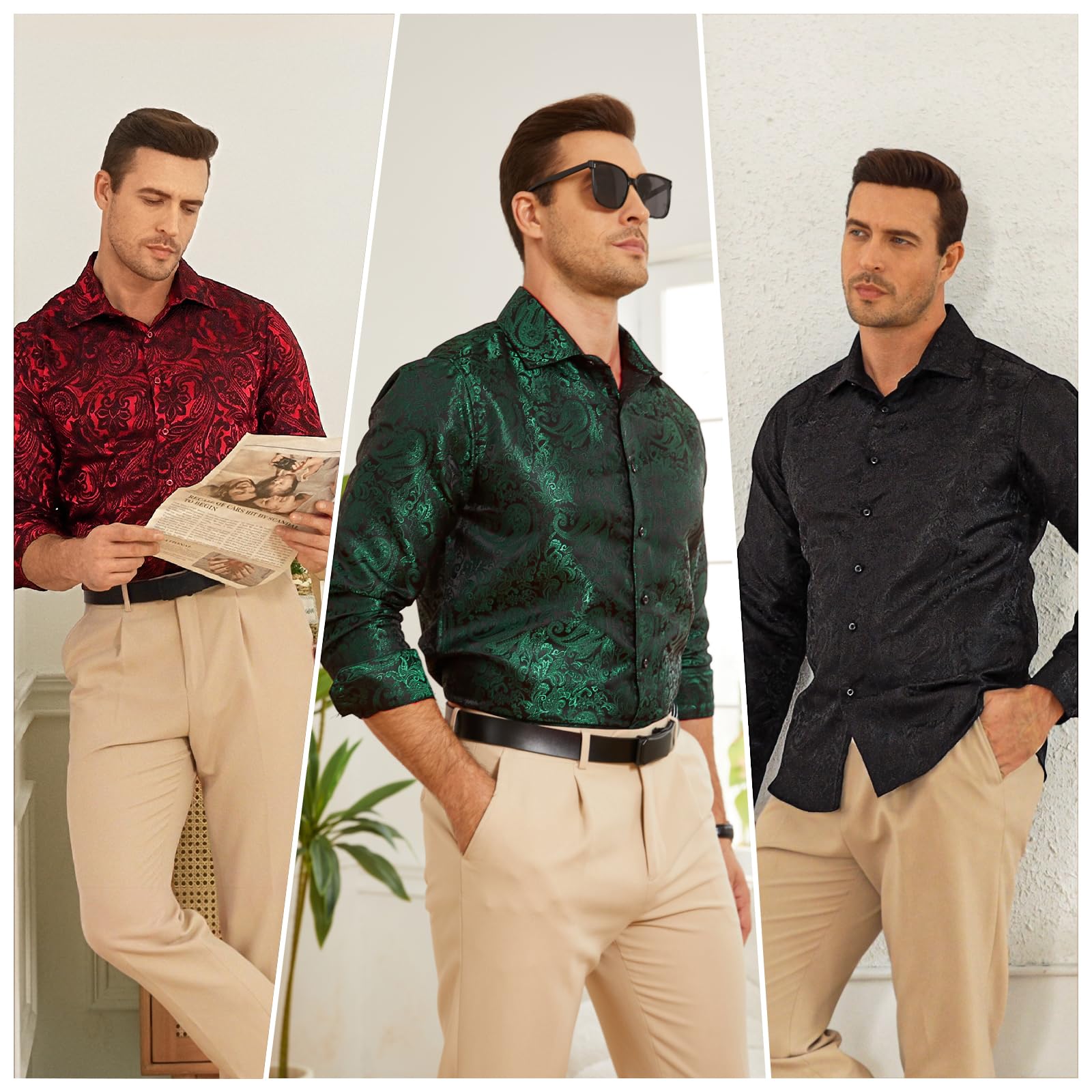 DiBanGu Herren-Weihnachtshemd, lässig, langärmelig, Button-Down-Shirt, für Herren, Urlaub, Party