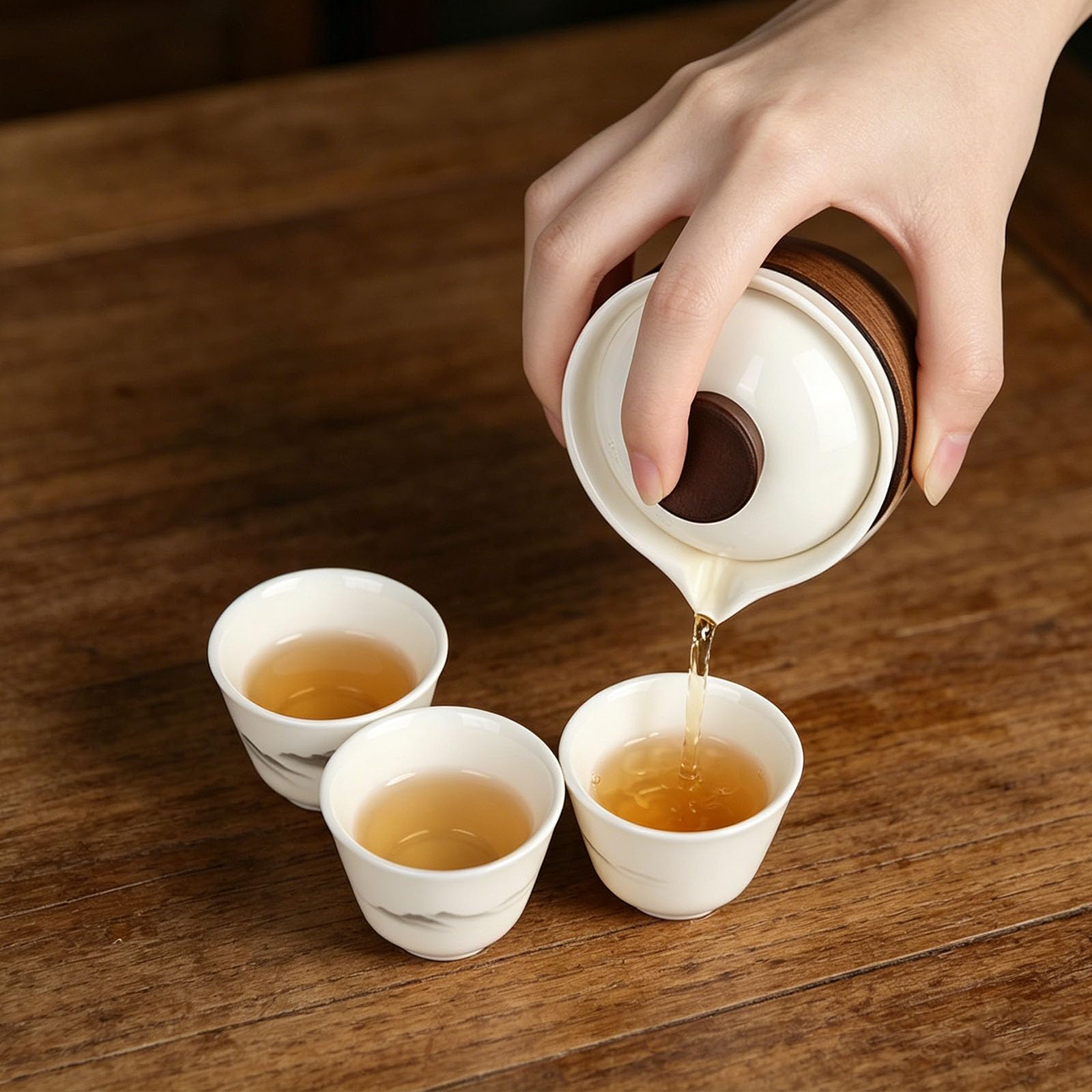 Zestaw do herbaty Gongfu chiński YYTECH, dzbanek do herbaty i filiżanki, przenośny zestaw do herbaty z ceramiki z torbą do podróży, dzbanek do herbaty z 1 dzbankiem i 3 filiżankami do podróży, domu