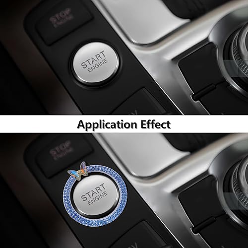 Miniatura 3 de Emblema de anillo brillante para automóvil, anillo de cristal de diamantes de imitación para botones y perillas de automóvil, botón de encendido