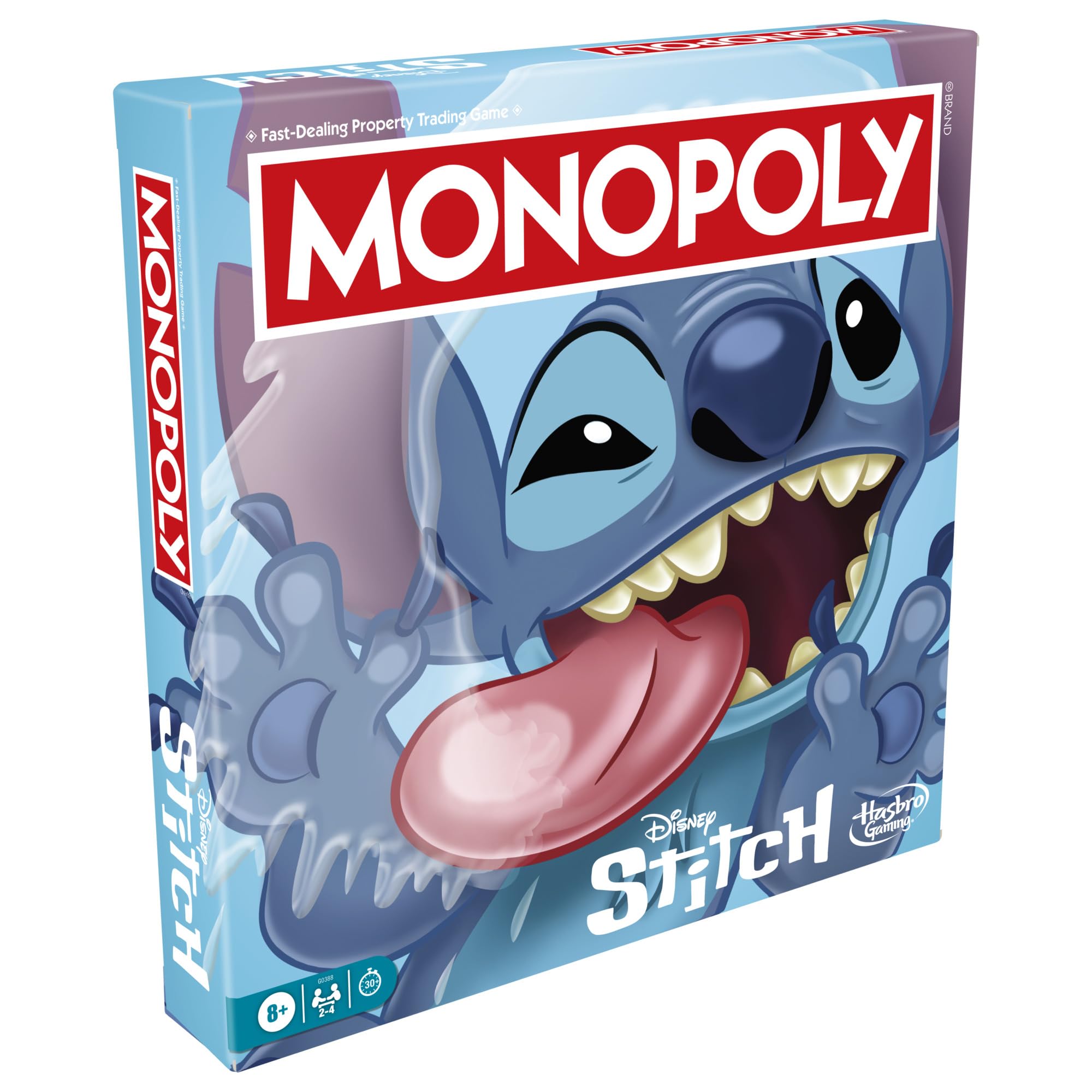 Monopoly: Disney Stitch gra planszowa, rodzinna gra handlowa z żetonami o tematyce ściegowej, kartami i lokalizacjami, szybka do nauki, zabawa do powtórki, dla 2-6 graczy, wiek 8+, idealny wybór na