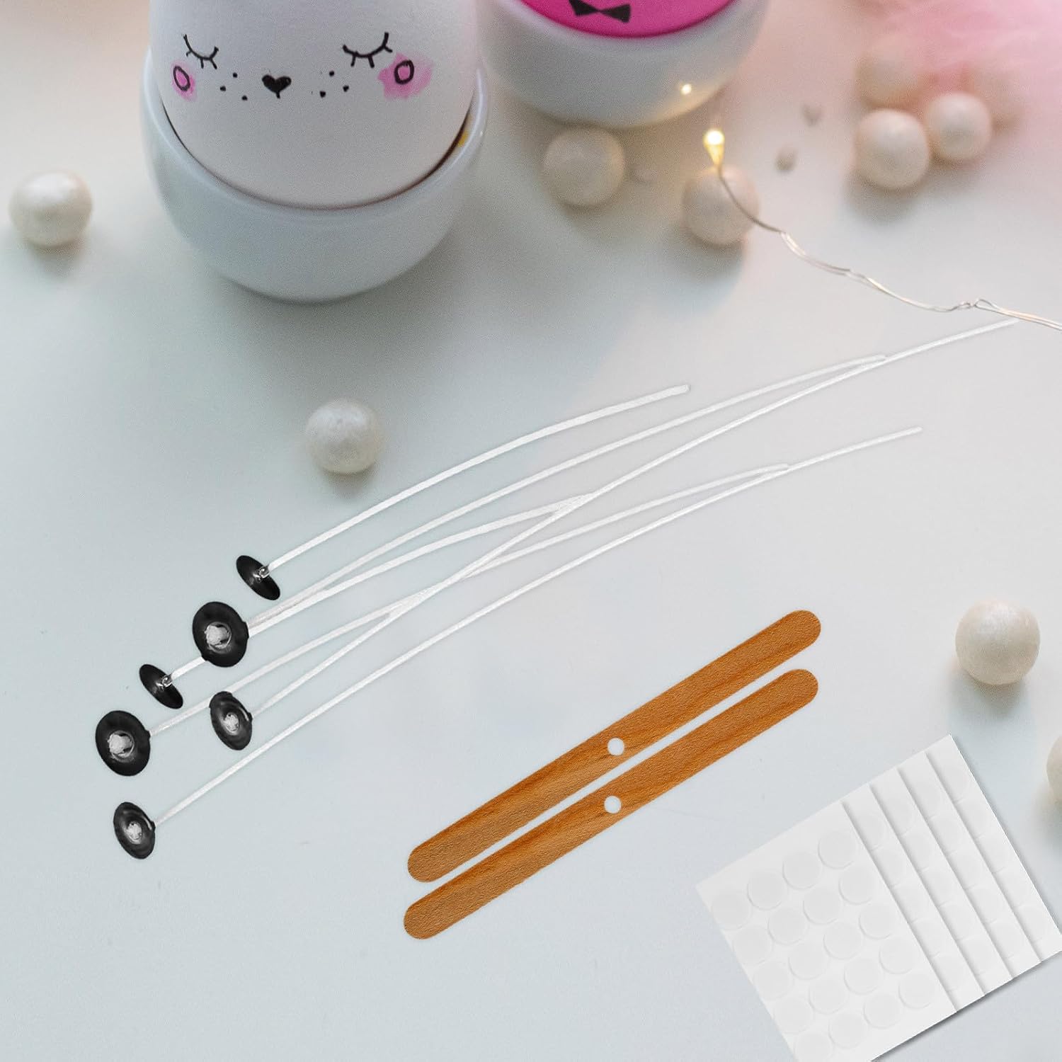 USHOBE Candle Craft Tools DIY Candle Kit with Wick Holders and Stickers