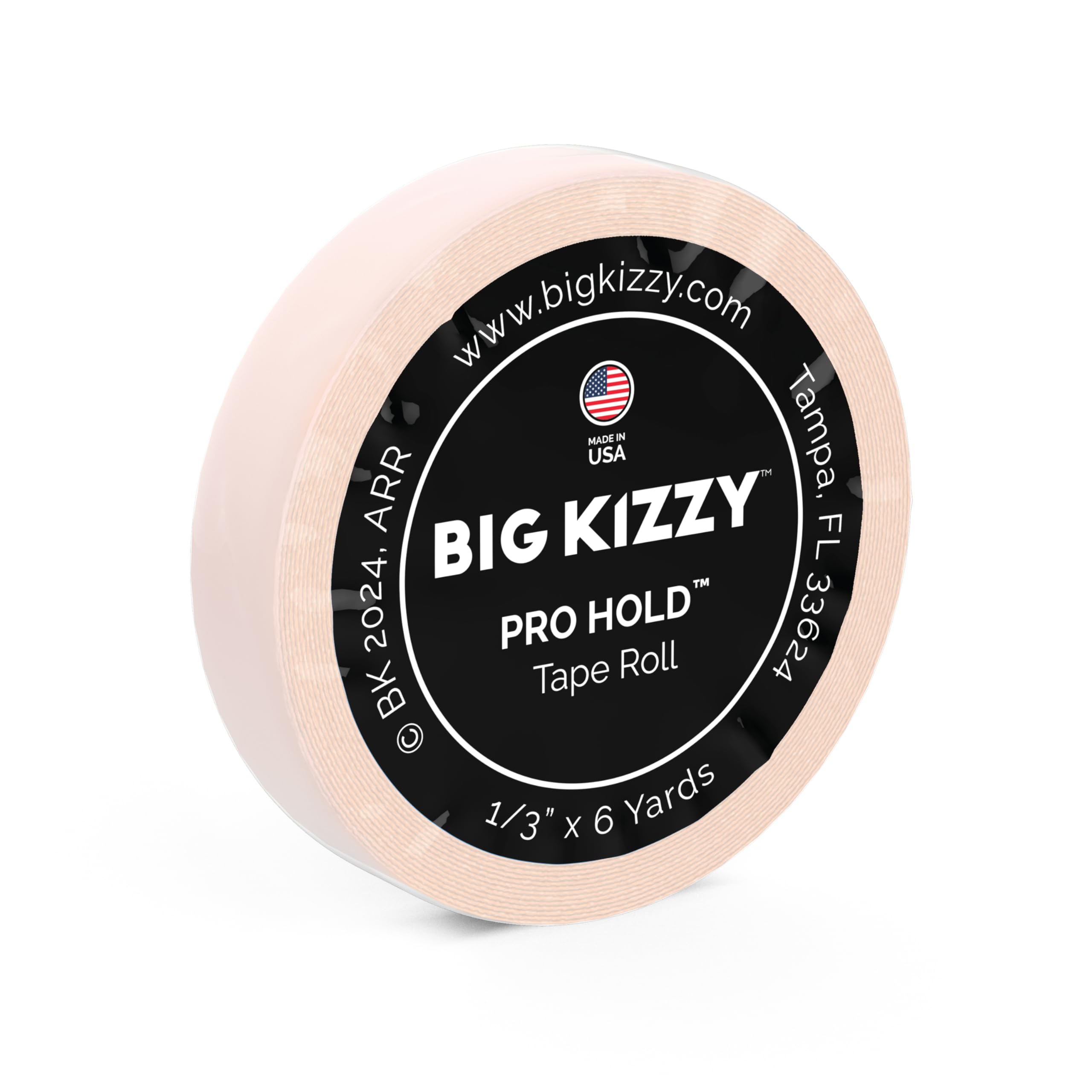 Big Kizzy Double Sided Tape in Hair Extension Tape Roll - Pro Hold Tape Roll- .313" x 6 Yards - Professional Replacement Tape, Strong Flexible Hold, Made in USA, Medical Grade Adhesive