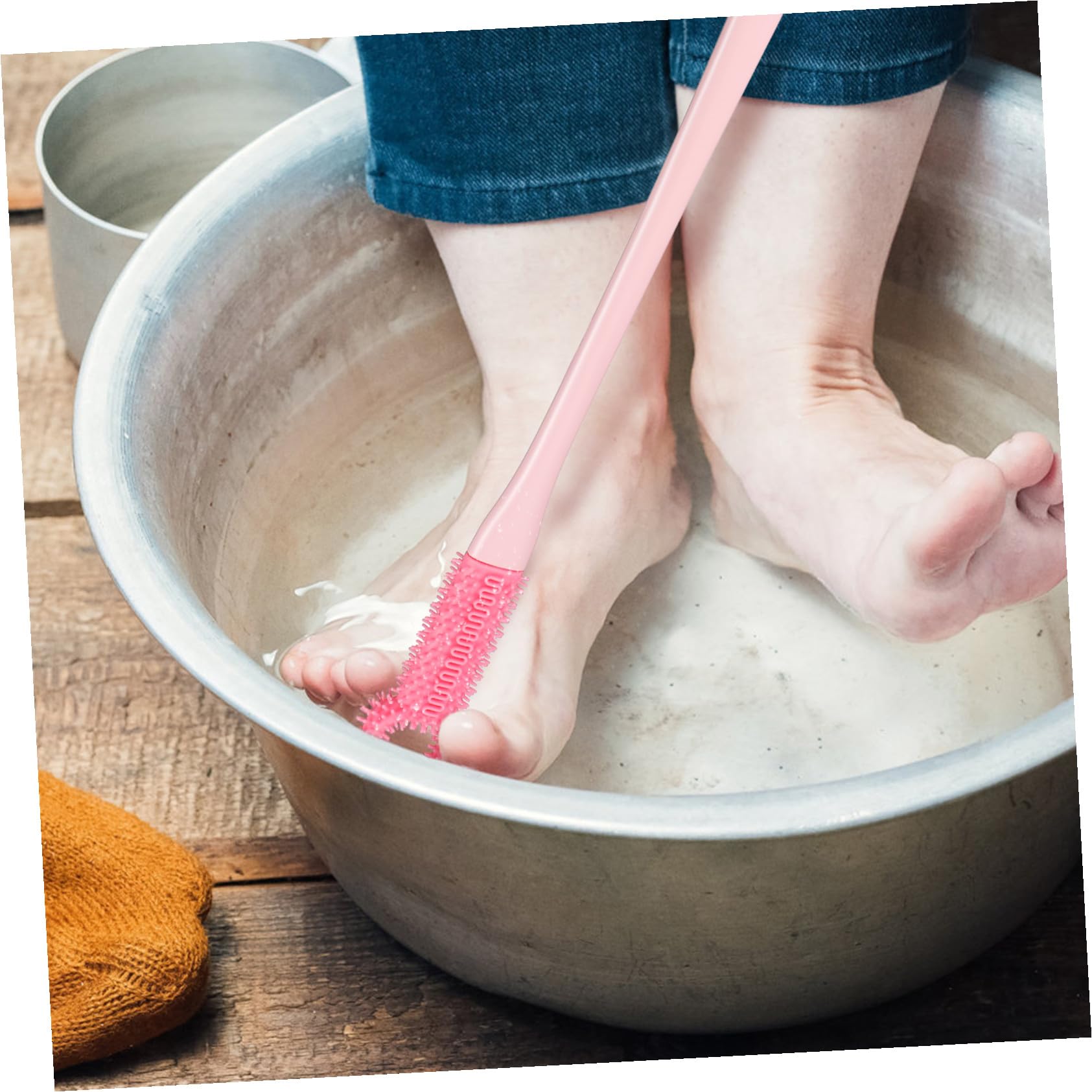4 piezas Cepillo para Pies con Mango Ergonómico de Unidades de Silicona y Plástico Cepillo y Duro para Limpieza entre Dedos y Cuidado de Uñas Ducha