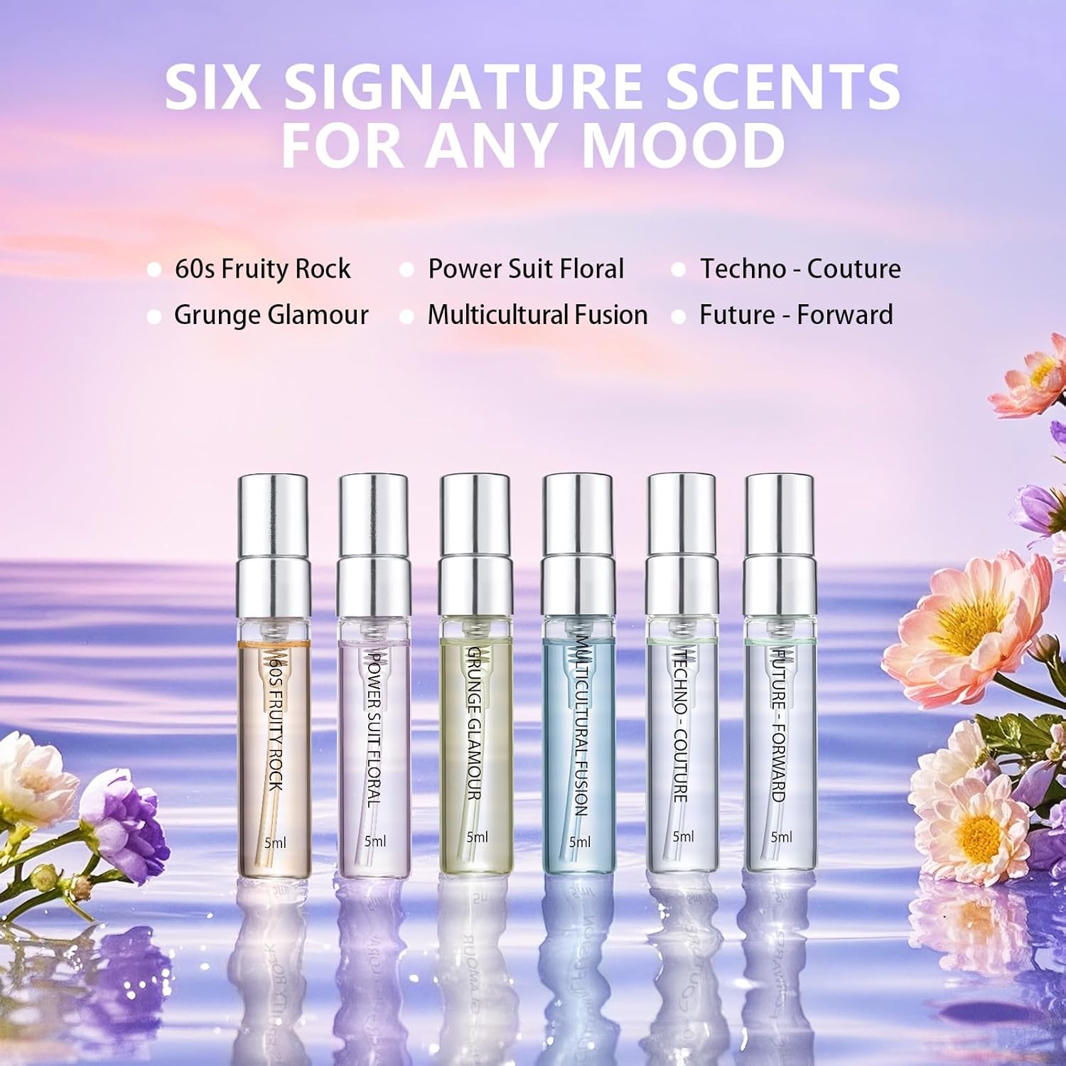 Roseye 6pcs Fashion Capital Perfume Samples Set,Travel Size Mini Perfume with Scent Cards, Inspired by American Fashion Icons, Perfume Discovery Set Holiday & Birthday Gift Idea - Image 2