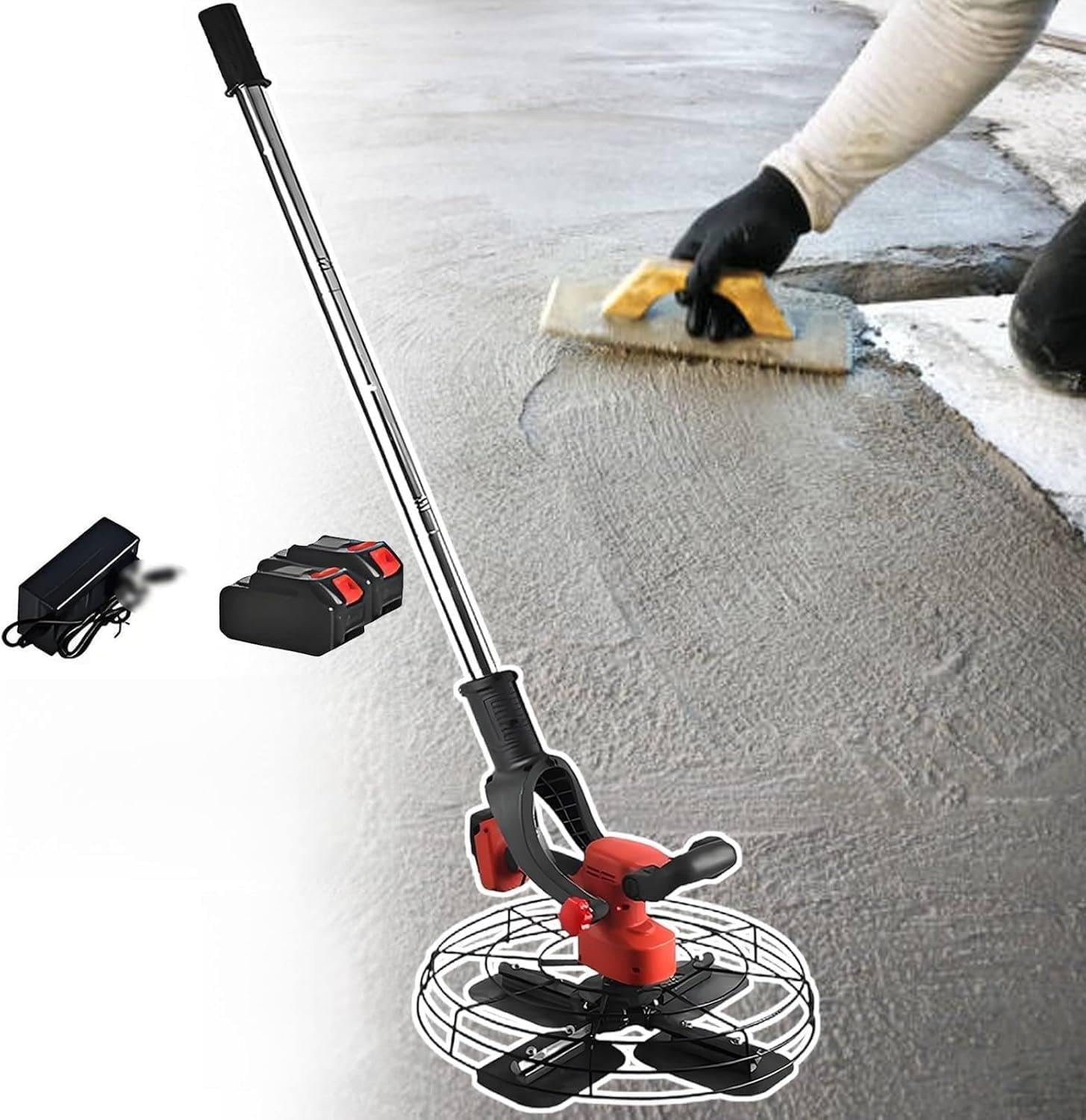 SBCGFY 6 Speed Adjustable Drywall Sander, Handheld Concrete Trowel Wall Plaster Machine With Brushless Motor, Cordless Cement Mortar Mixer 20000Mah,20000Mah-2Battery