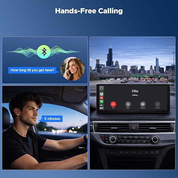 LAMTTO 9.26 Wireless CarPlay Screen for Car, Waterproof Backup Camera | Family Road Trip, 1600x600 HD IPS, Mirror Link, GPS Navigation, Voice Control, Plug & Play, OTA, CarPlay & Android Auto