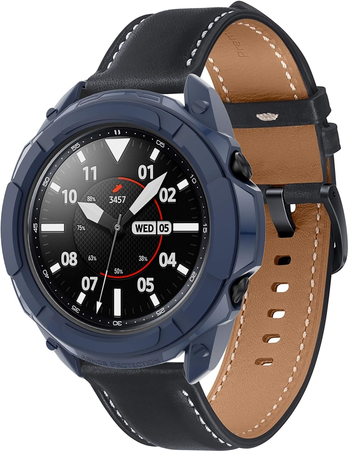 Compatible with Samsung Galaxy Watch 3 Case 45mm, Full Edge Case with Bezel Ring Protector Cover Case Frame for Galaxy Watch 3 SM-R840 (Black&White&Red&Blue&Green, Watch3 45mm)