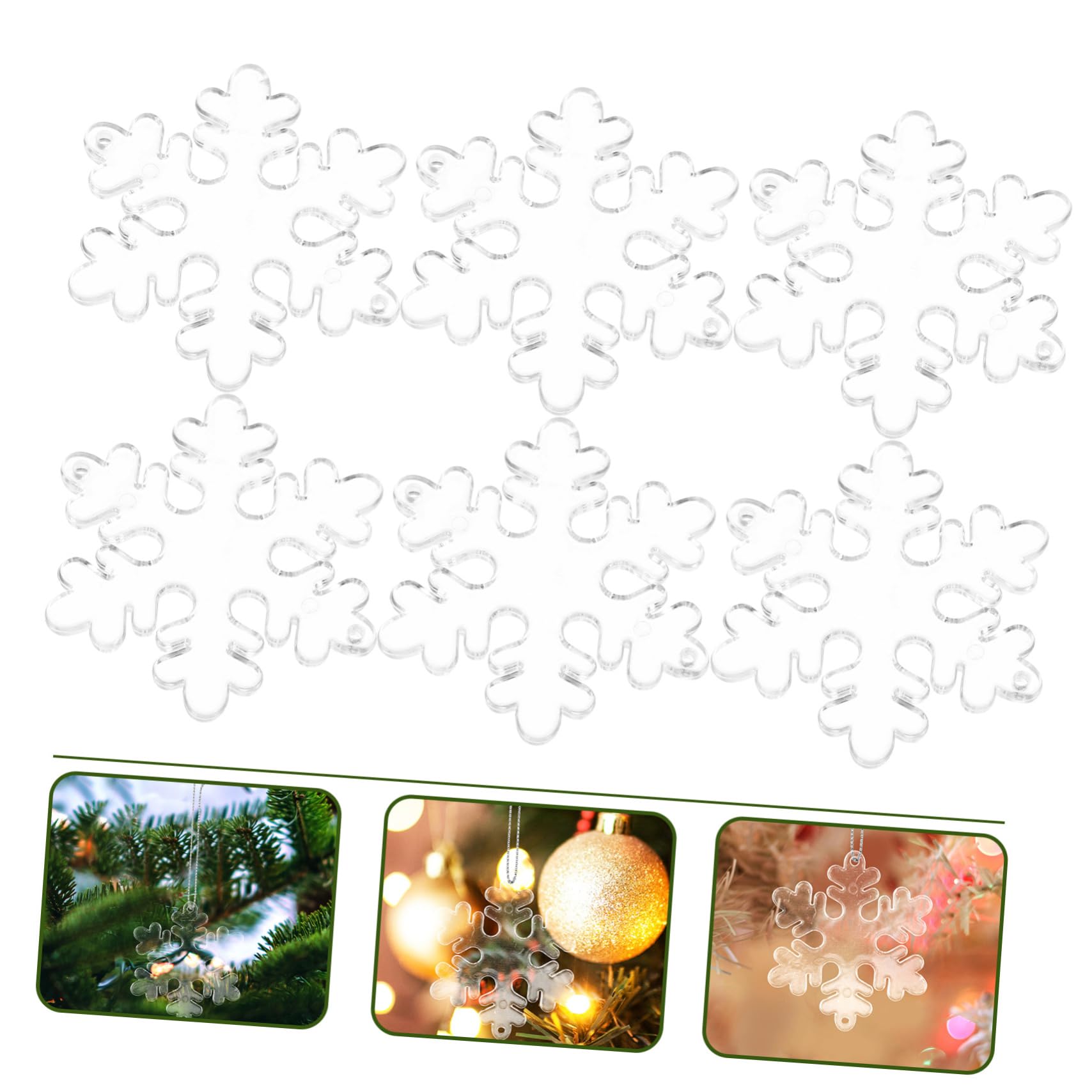 PRETYZOOM 200 Piezas de Nieve Transparente Colgante de Navidad Colgante de árbol de Navidad de Nieve Colgantes navideños Christmas Tree Adornos de arbol de Navidad Acrílico