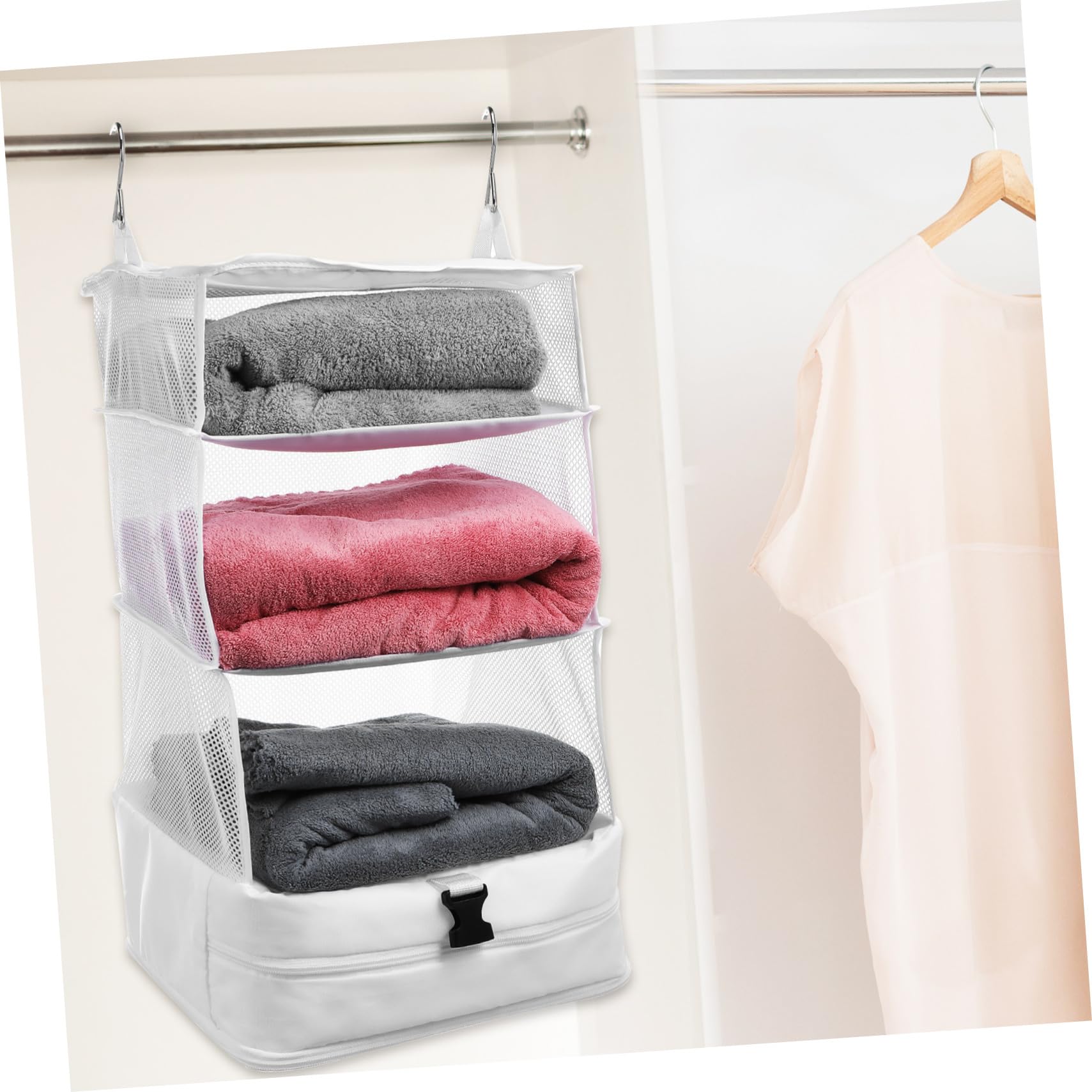 Mipcase Organizador Colgante De Ropa De Viaje 3 Capas Bolsa Pequeña Tela Oxford Resistente Ahorro De Espacio para Armario Maletas Doméstico y Viaje