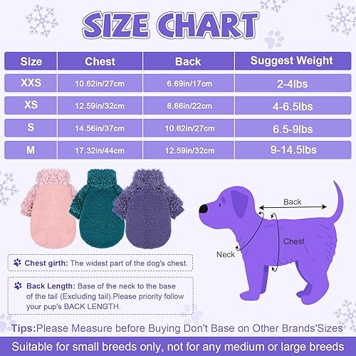 Miniatura 2 de XXS Suéter para perro, ropa de taza de té, suéter de chihuahua para perros pequeños, suéter suave y cálido para cachorros, suéter de invierno para