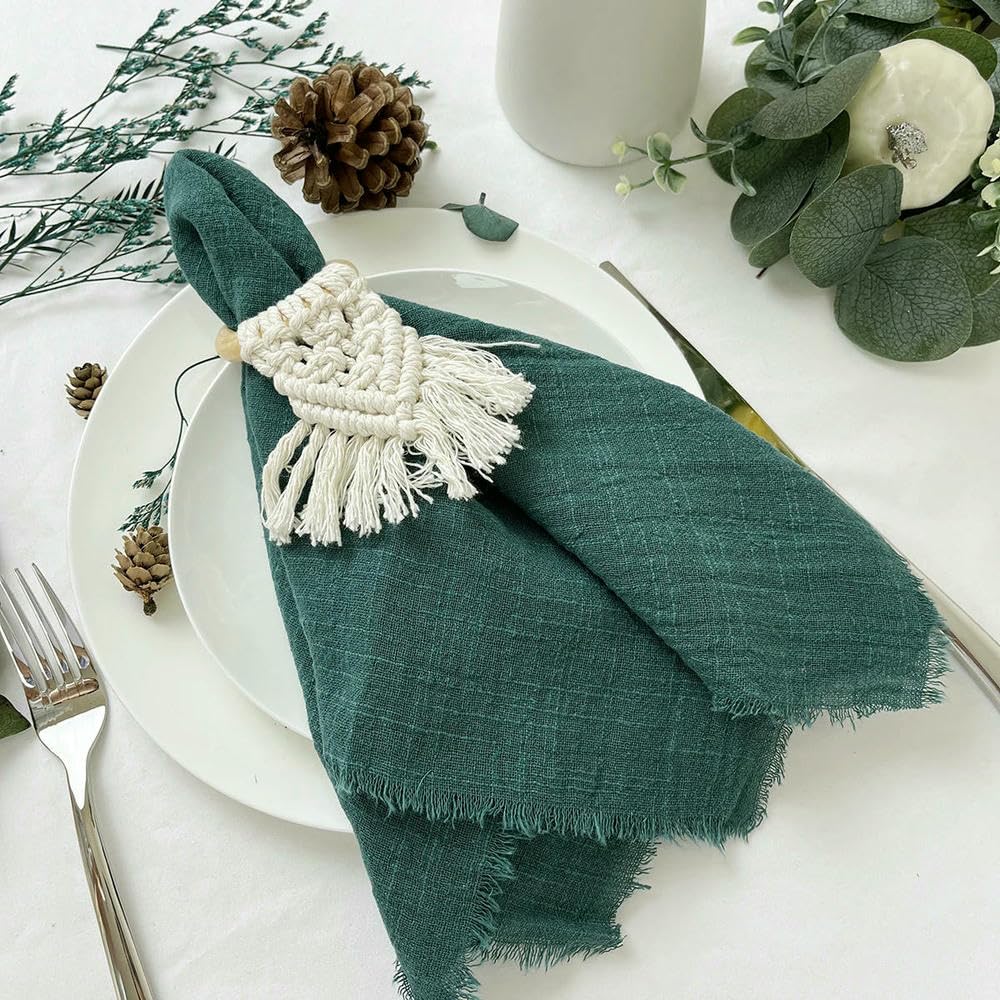 Serviettes en gaze de coton vert sauge lot de 40 pour décoration de table bohème